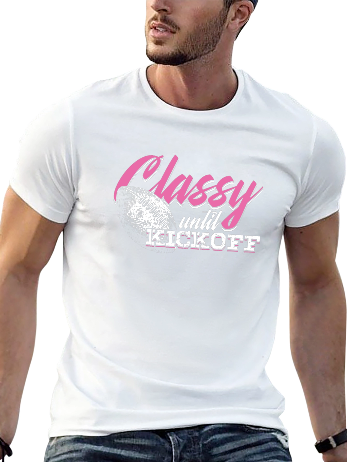 Classy Until Kickoff Football Graphic Tee