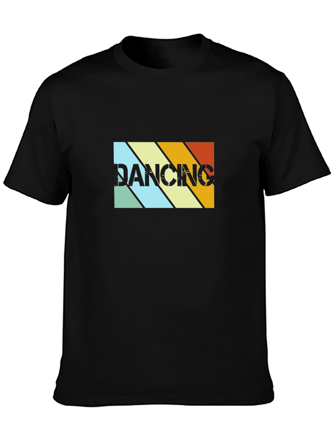 Retro Dancing Graphic Tee - Black Cotton T-Shirt