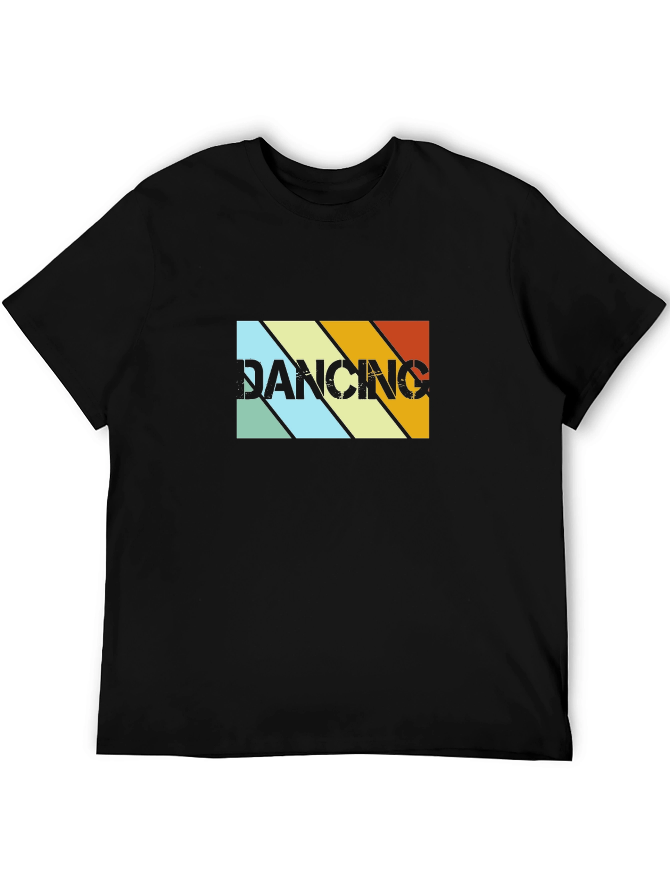 Retro Dancing Graphic Tee - Black Cotton T-Shirt