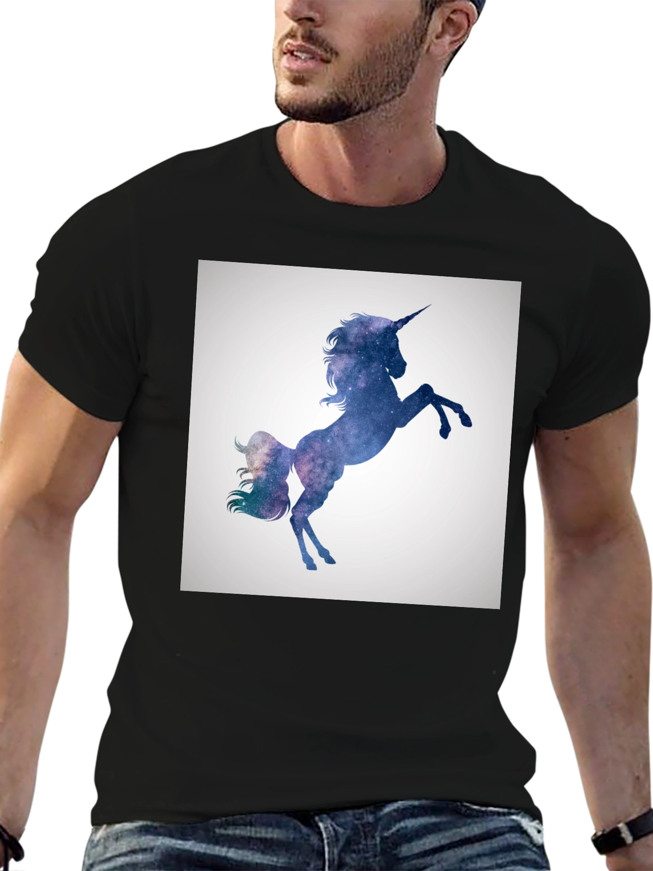 Galaxy Unicorn Graphic Black T-Shirt