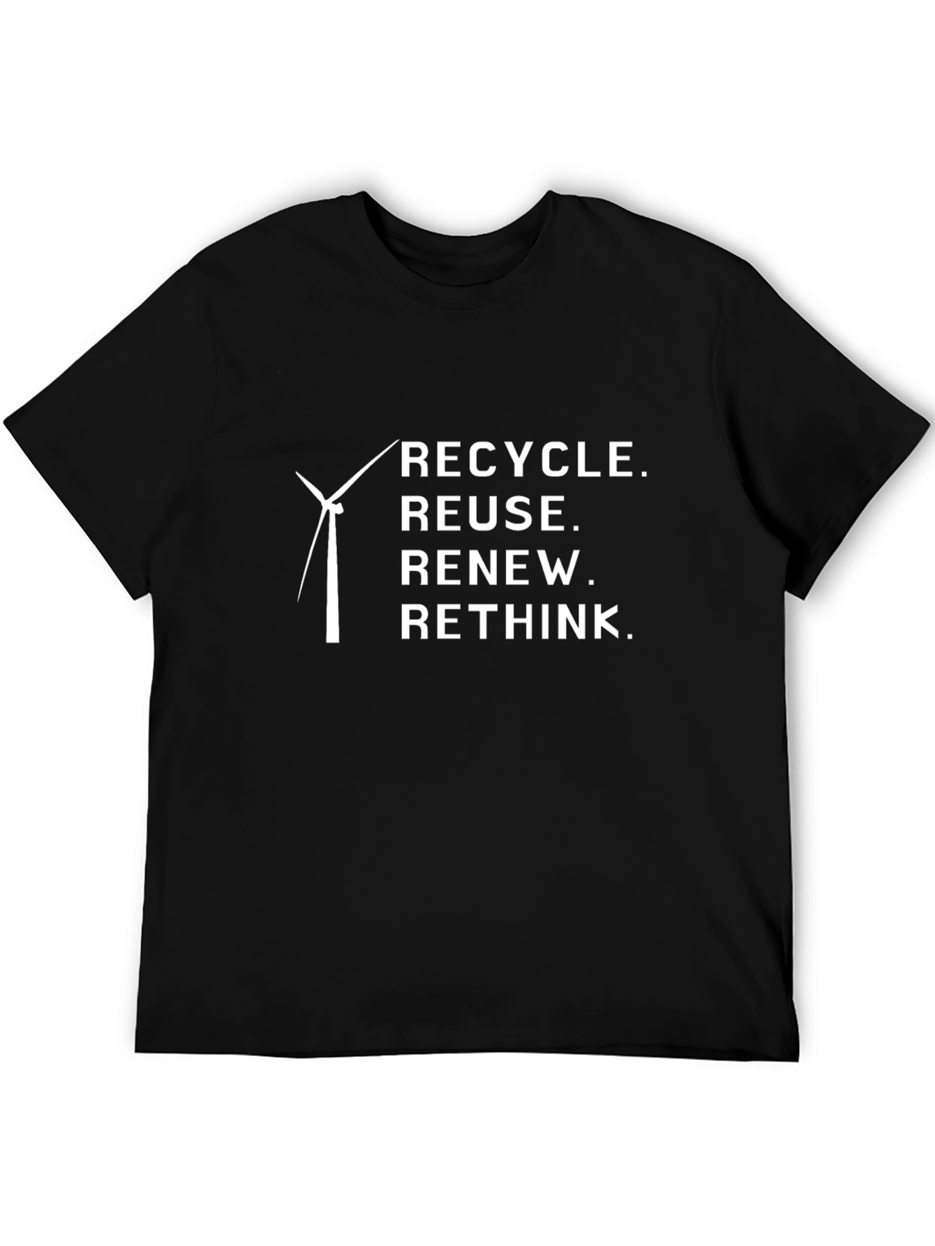 Eco-Friendly Recycle Reuse Renew Rethink Black T-Shirt