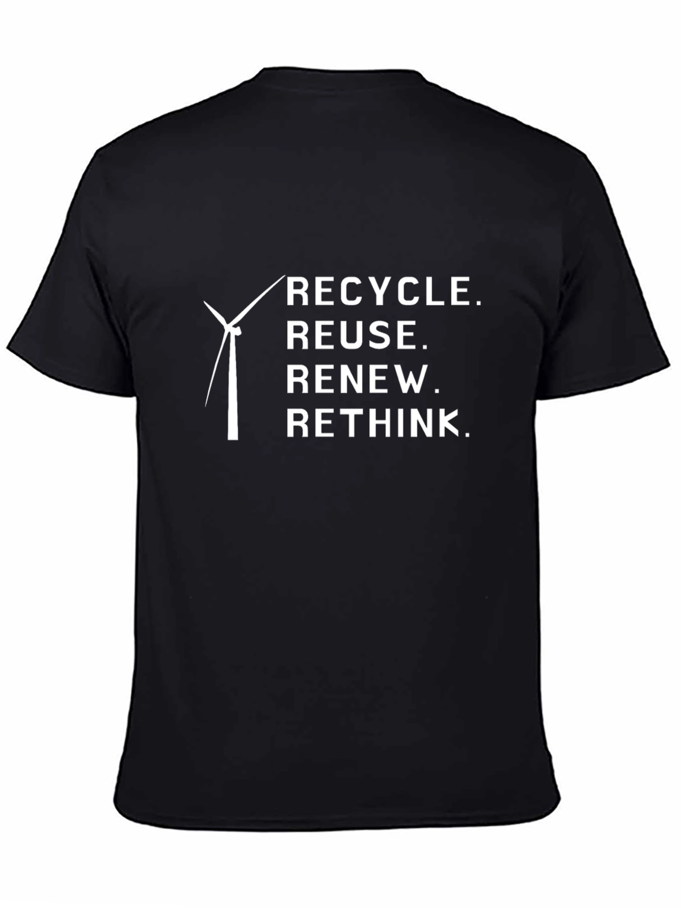 Eco-Friendly Recycle Reuse Renew Rethink Black T-Shirt