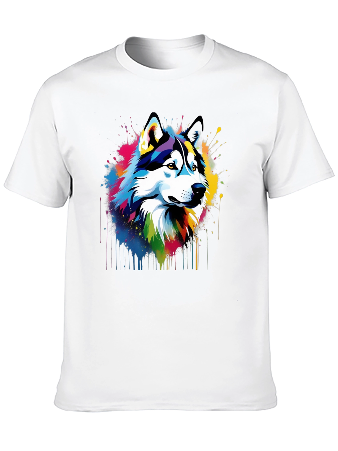 Vibrant Husky Graphic Tee - Mens Black T-Shirt