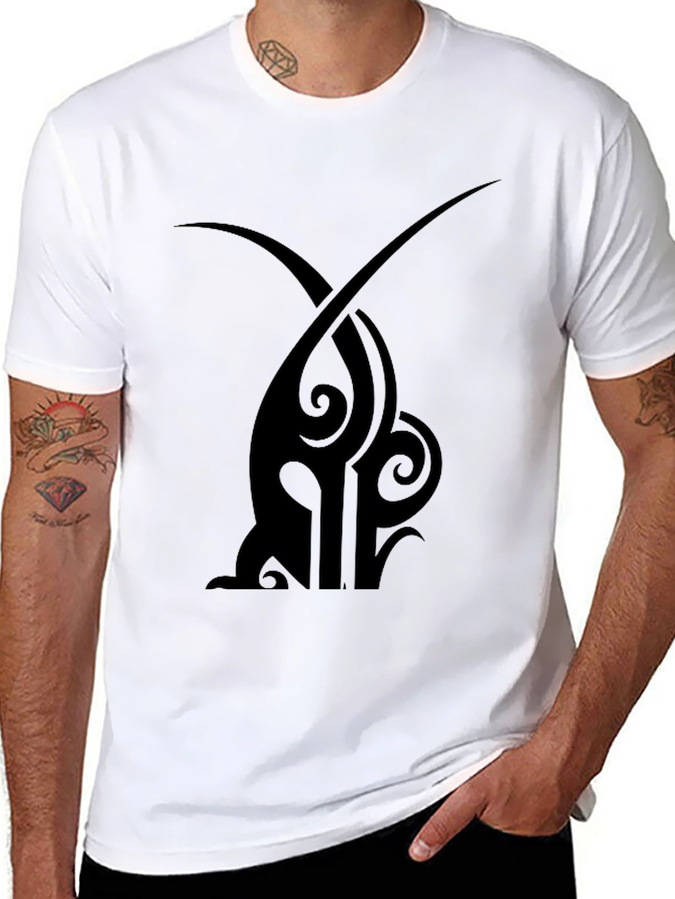 Mens Black Tribal Tattoo Graphic T-Shirt