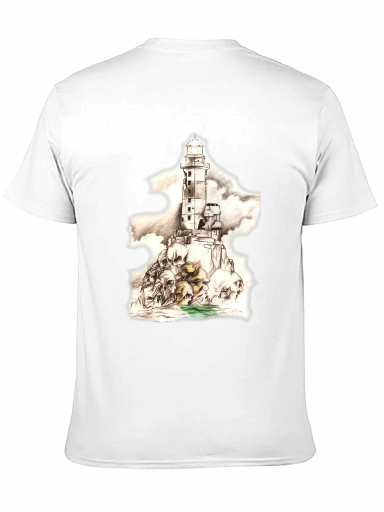 Skull Lighthouse Graphic Tee - Mens Black T-Shirt