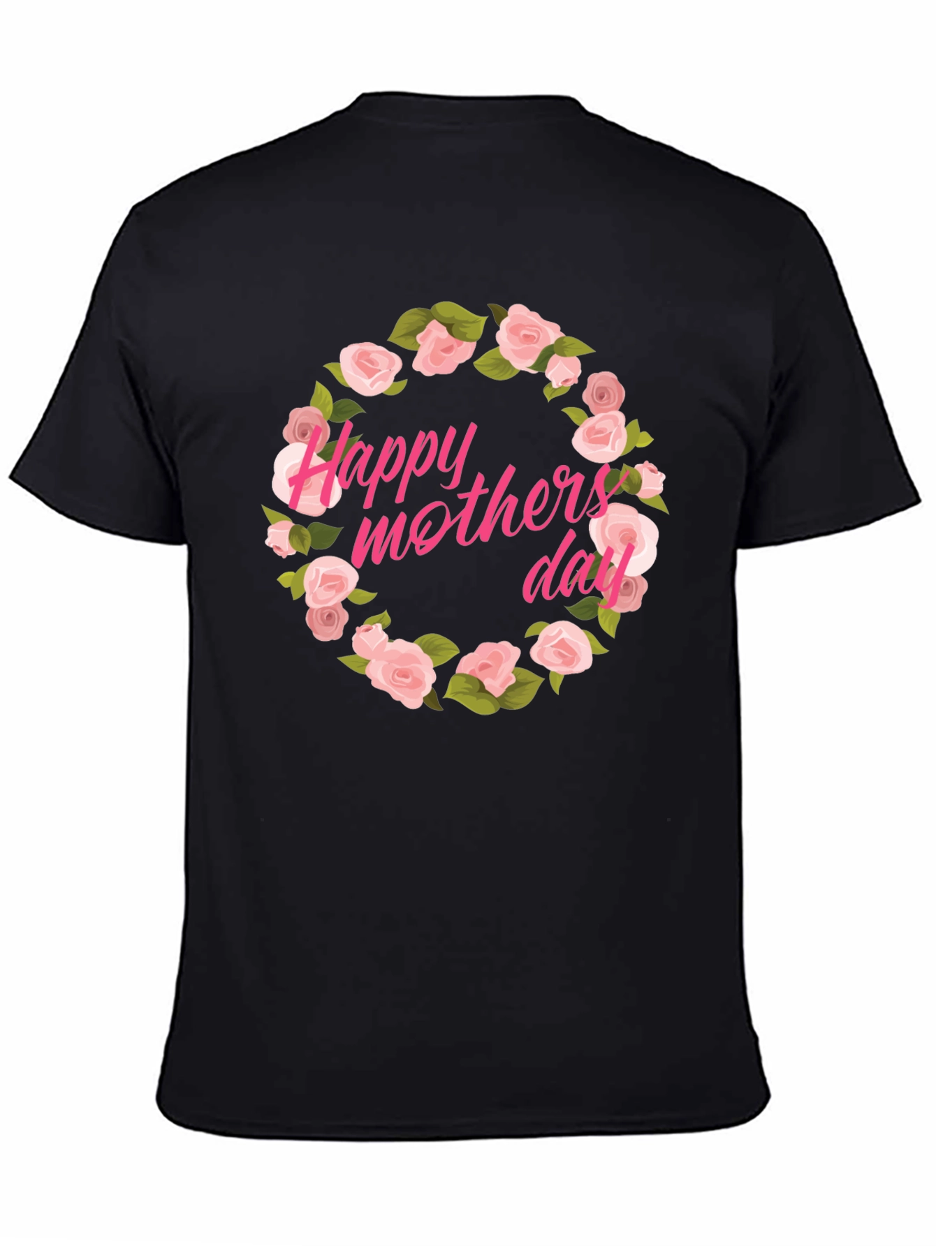 Happy Mothers Day Floral T-Shirt - Black