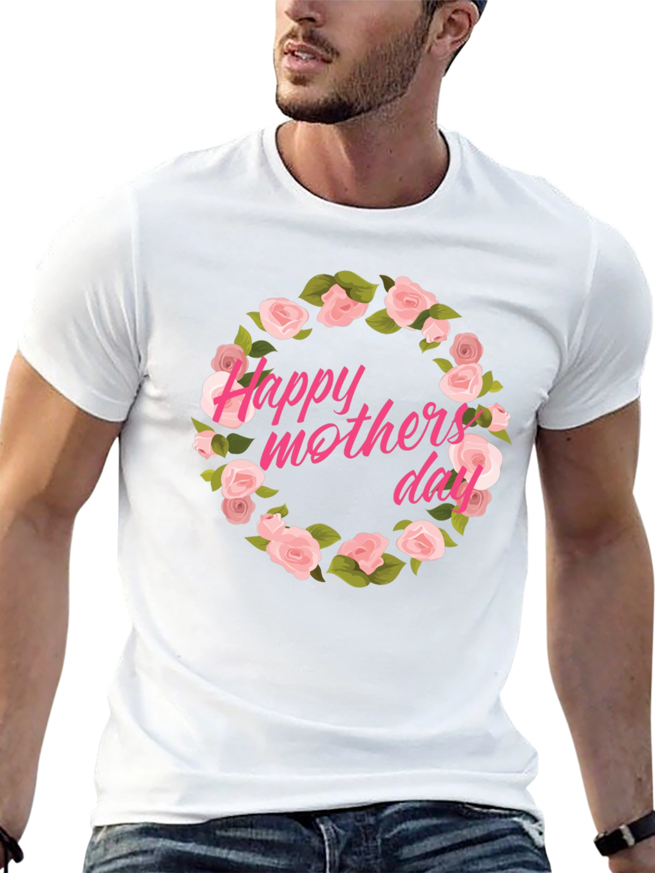 Happy Mothers Day Floral T-Shirt - Black