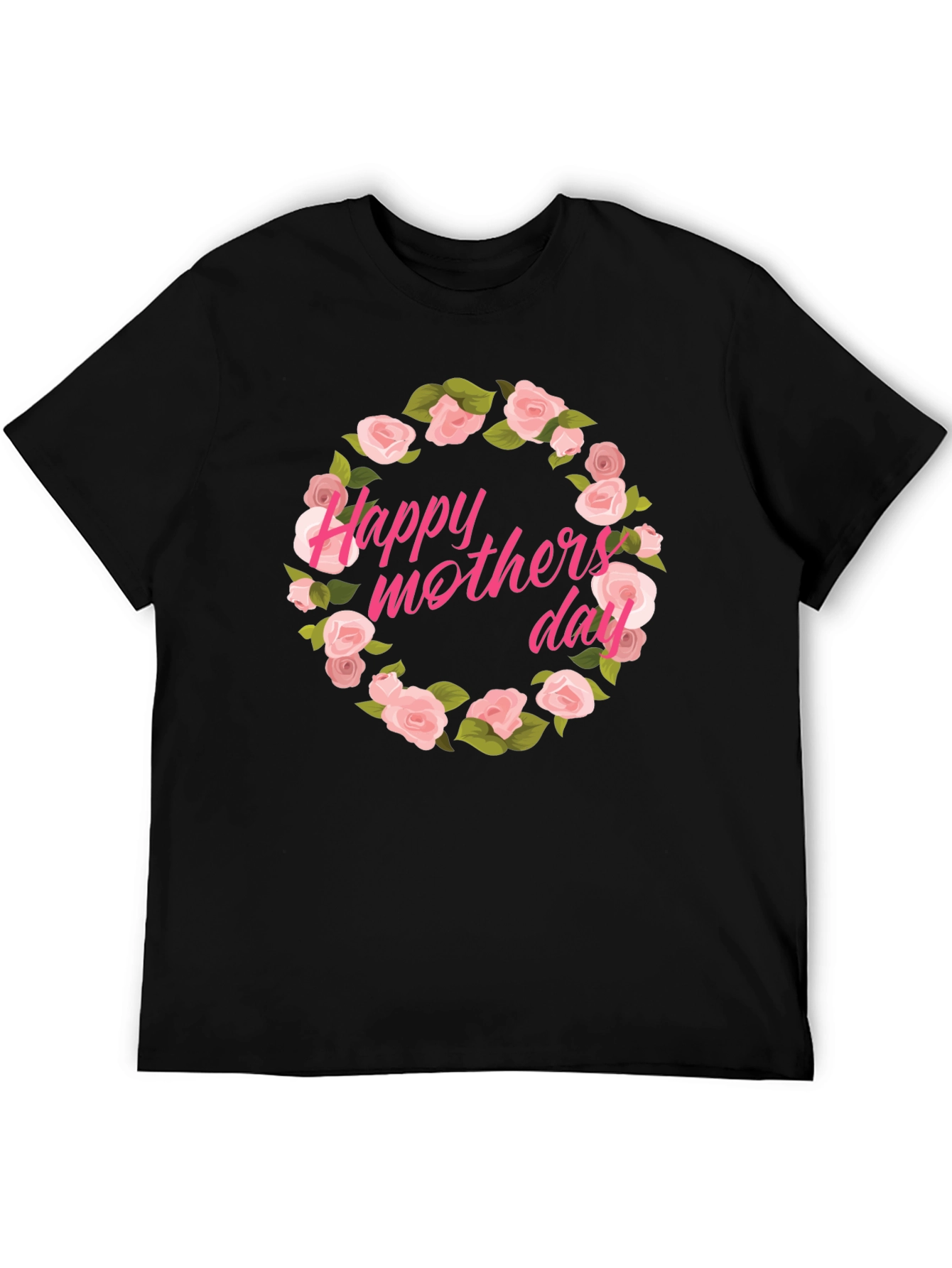 Happy Mothers Day Floral T-Shirt - Black