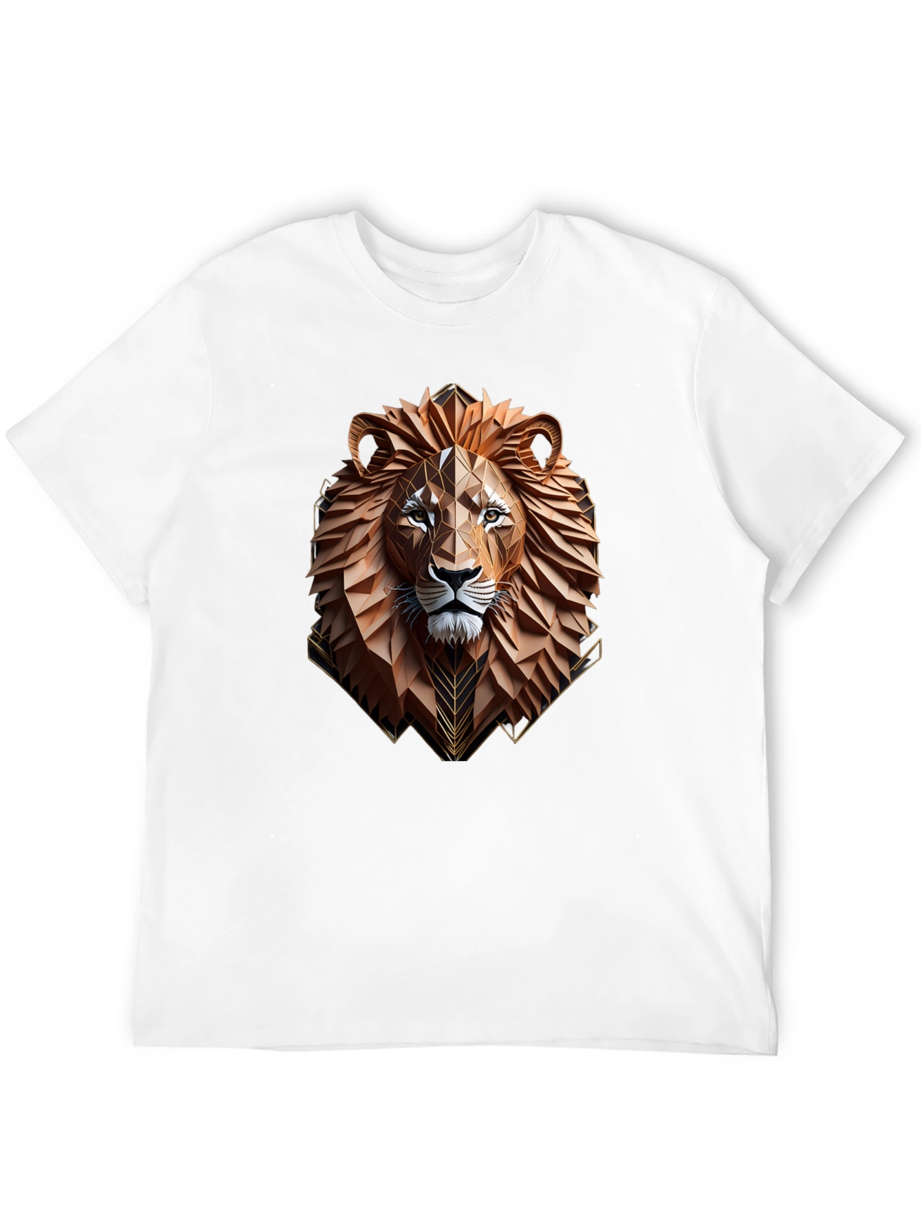 Geometric Lion Graphic Tee - Stylish Mens T-Shirt