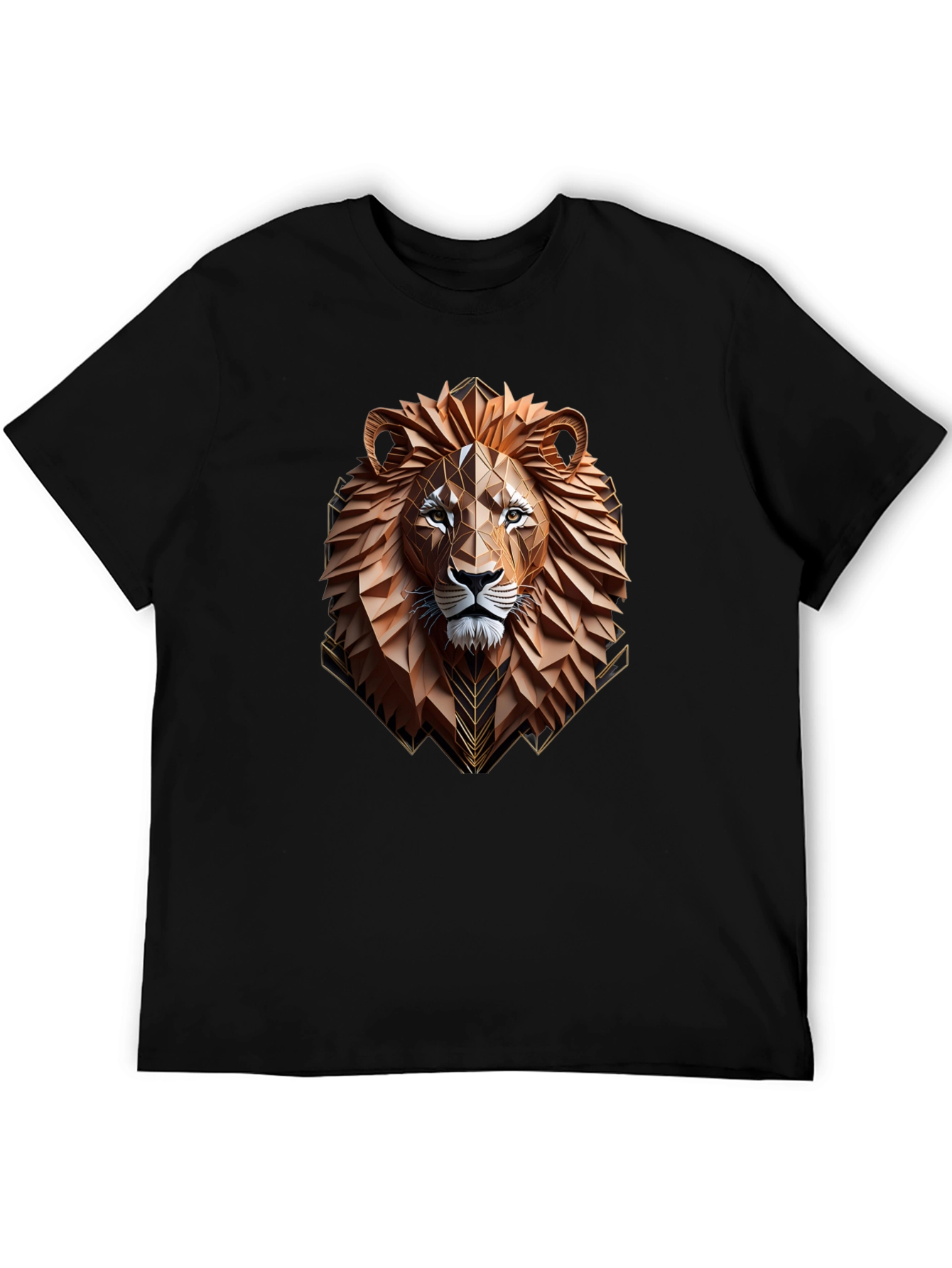 Geometric Lion Graphic Tee - Stylish Mens T-Shirt