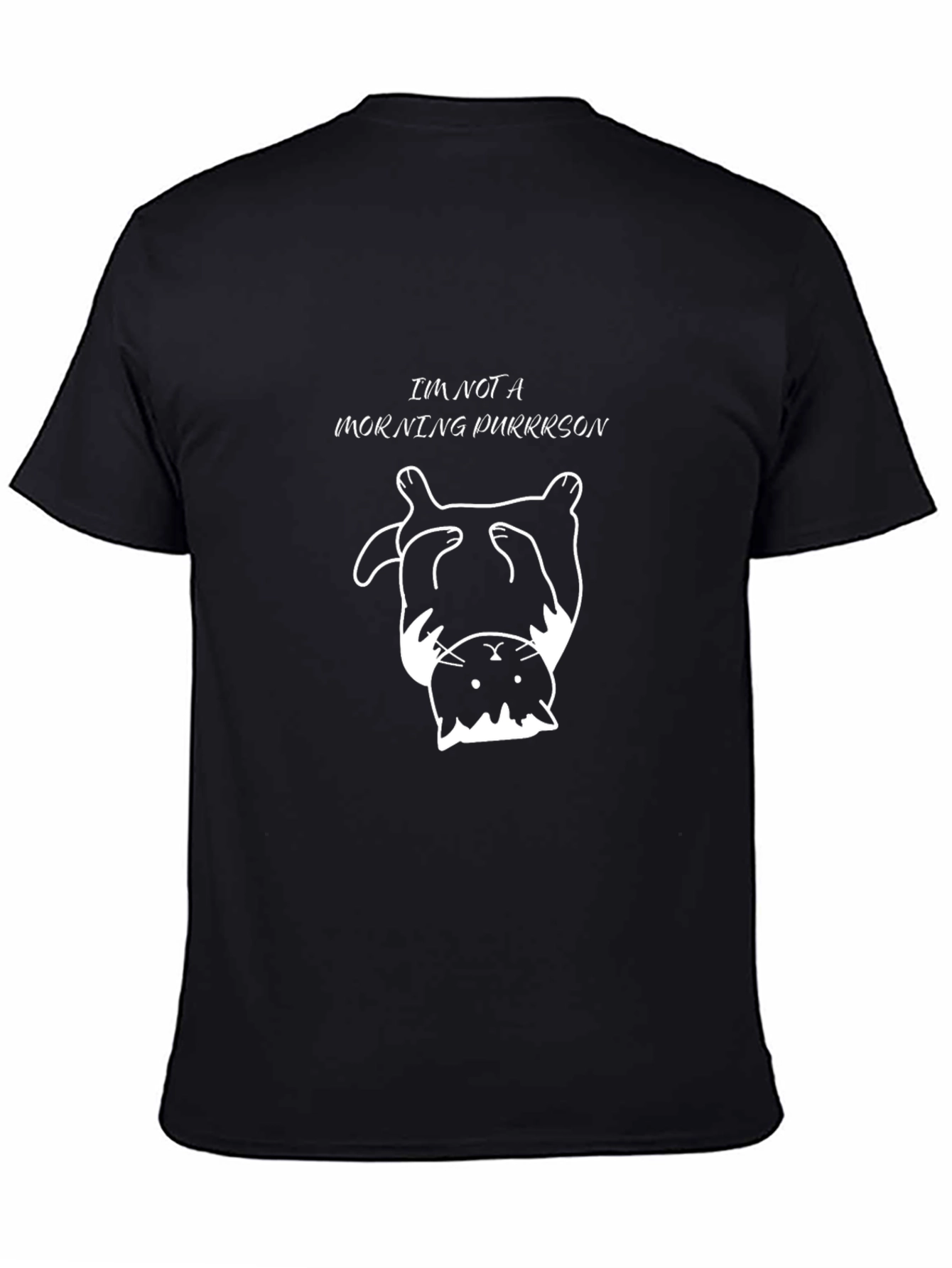 Funny Cat Not A Morning Purrrson Black T-Shirt
