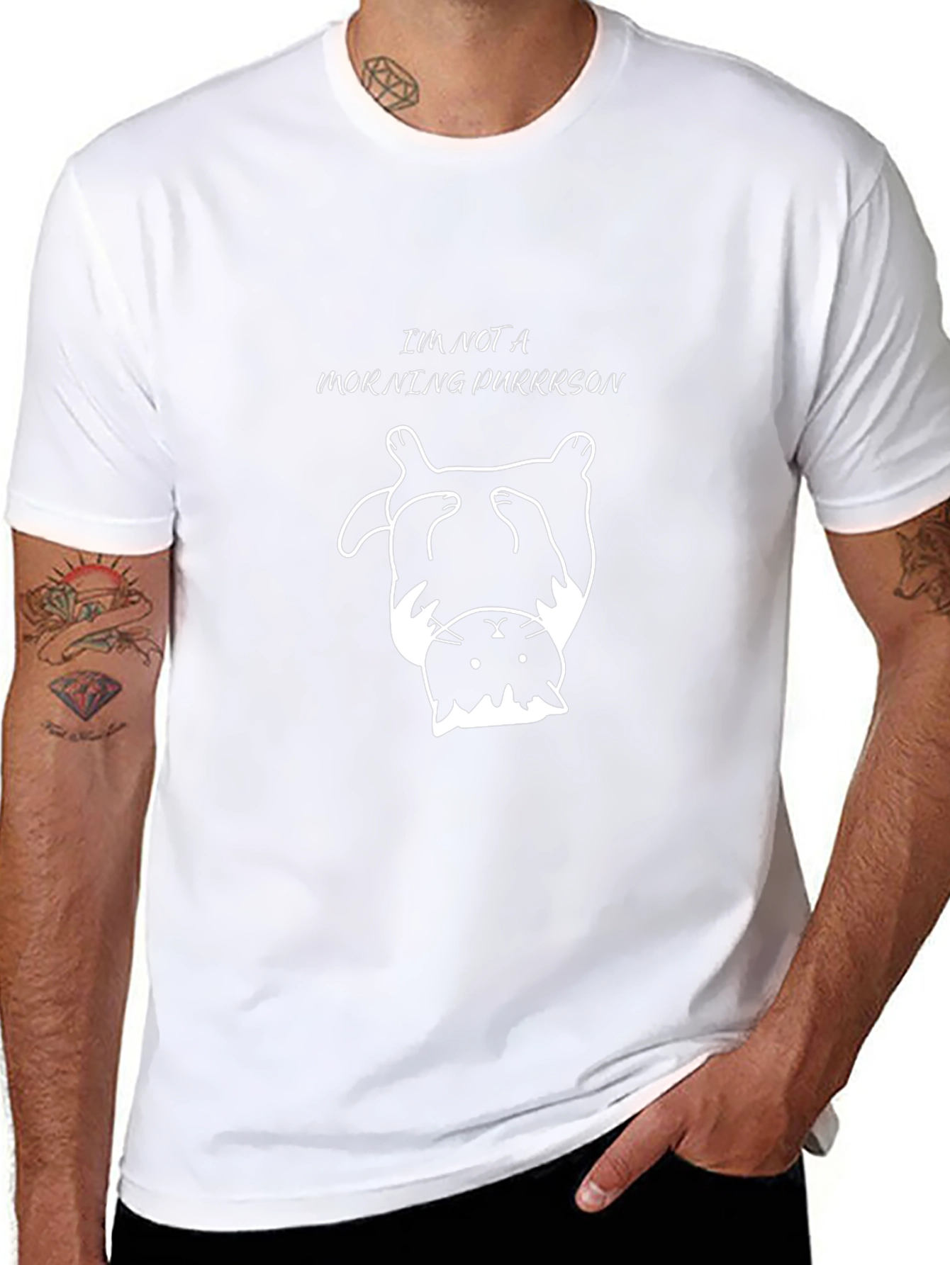 Funny Cat Not A Morning Purrrson Black T-Shirt