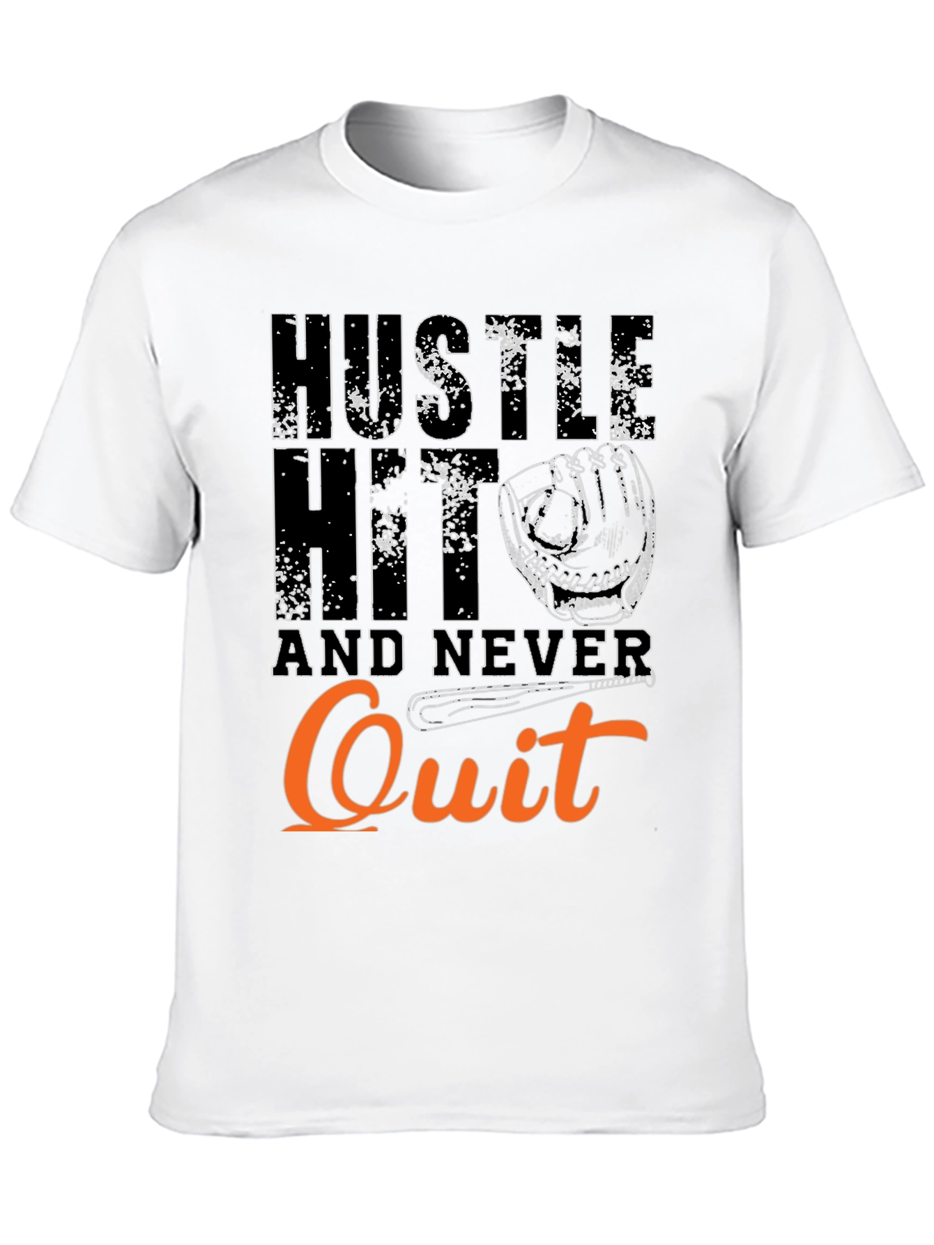 Hustle Hit Never Quit Baseball T-Shirt