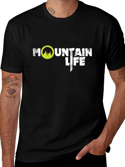 Mountain Life Graphic Tee - Black Cotton T-Shirt