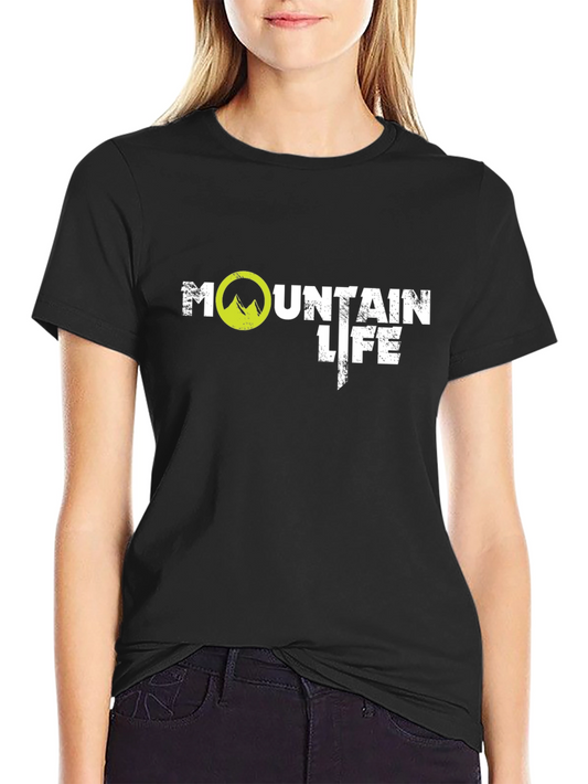 Mountain Life Graphic Tee - Black Cotton T-Shirt