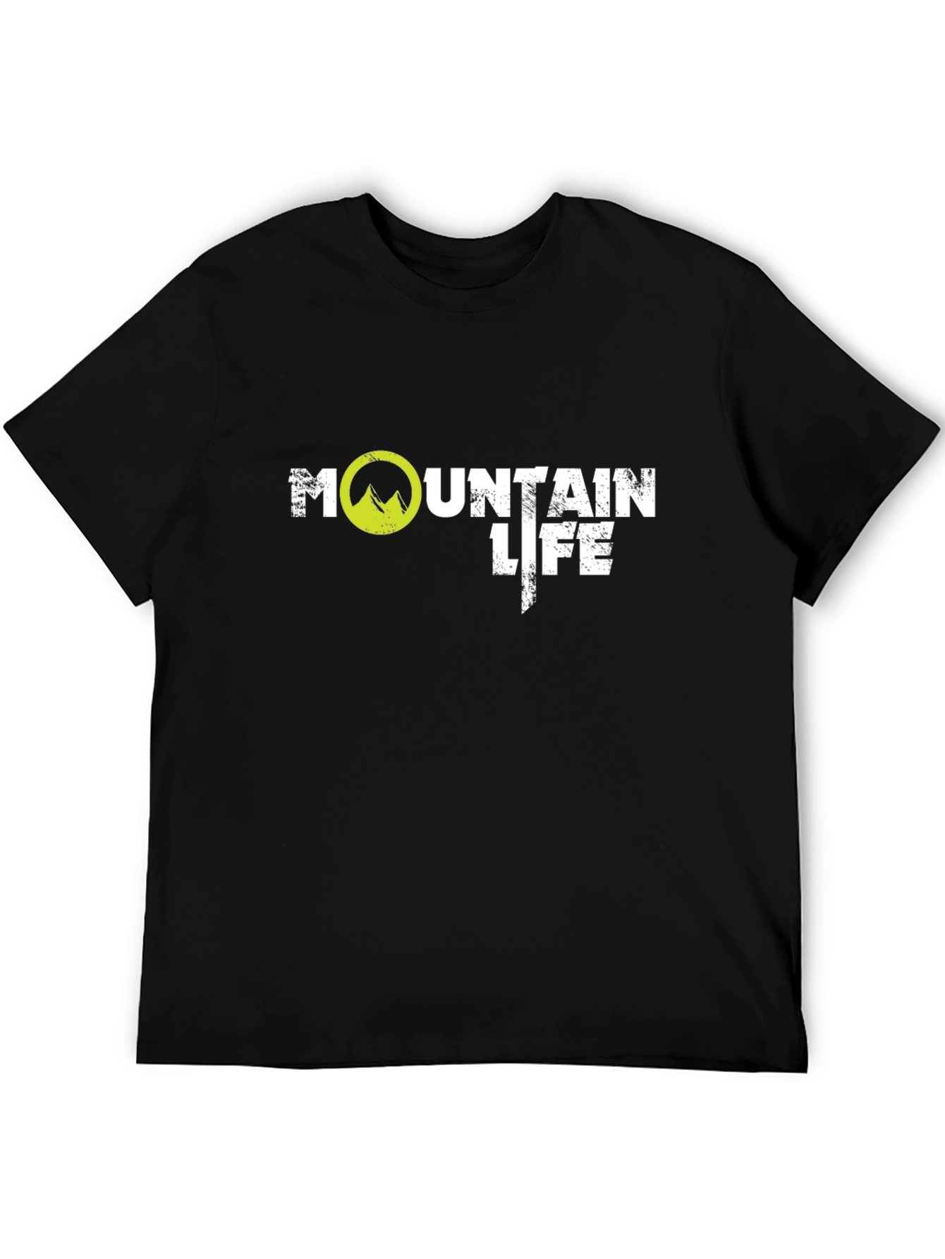 Mountain Life Graphic Tee - Black Cotton T-Shirt