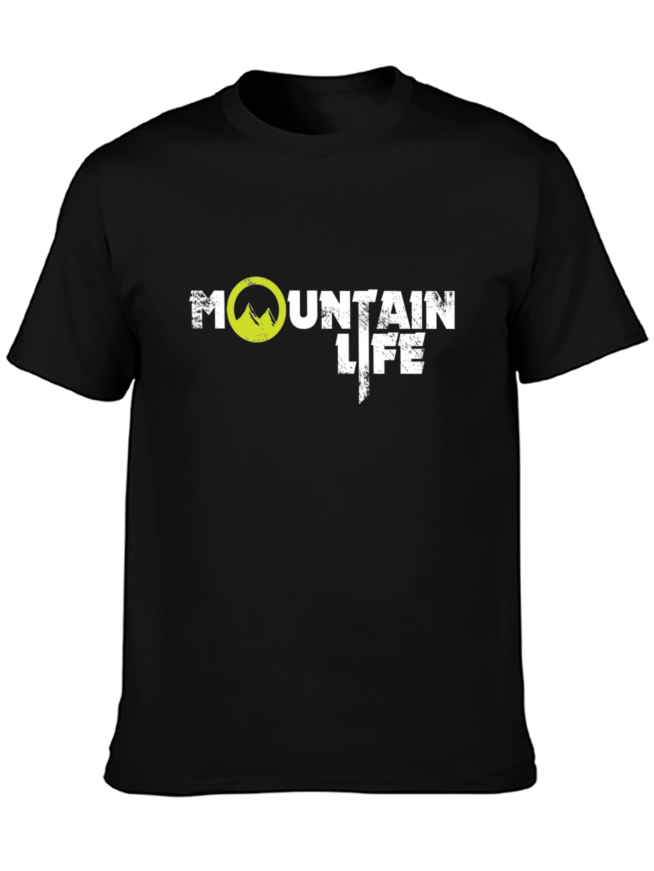 Mountain Life Graphic Tee - Black Cotton T-Shirt