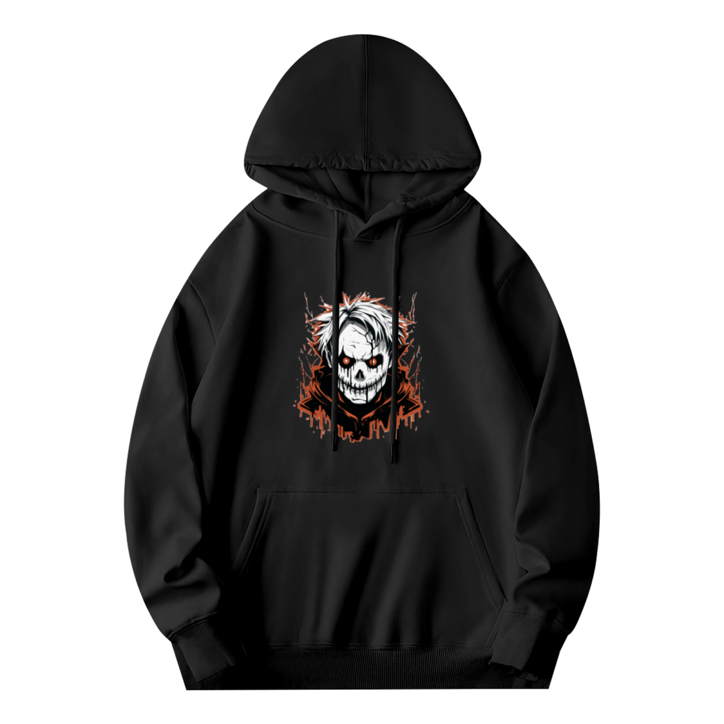 Horror White Hair Skull Dark Style Hoodie, Soft Streetwear Sweatshirt
