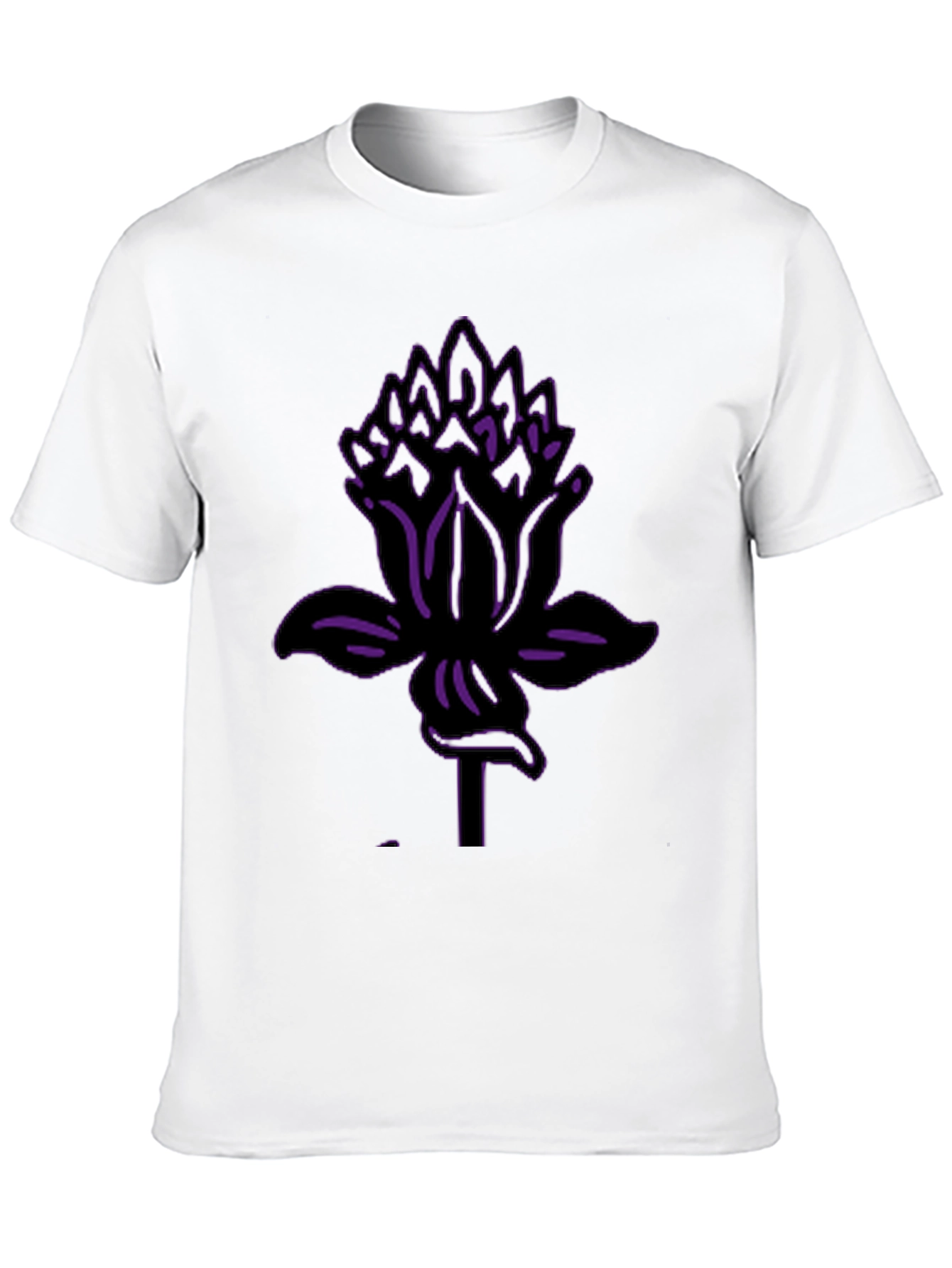 Black Tee with Purple Lotus Flower Graphic