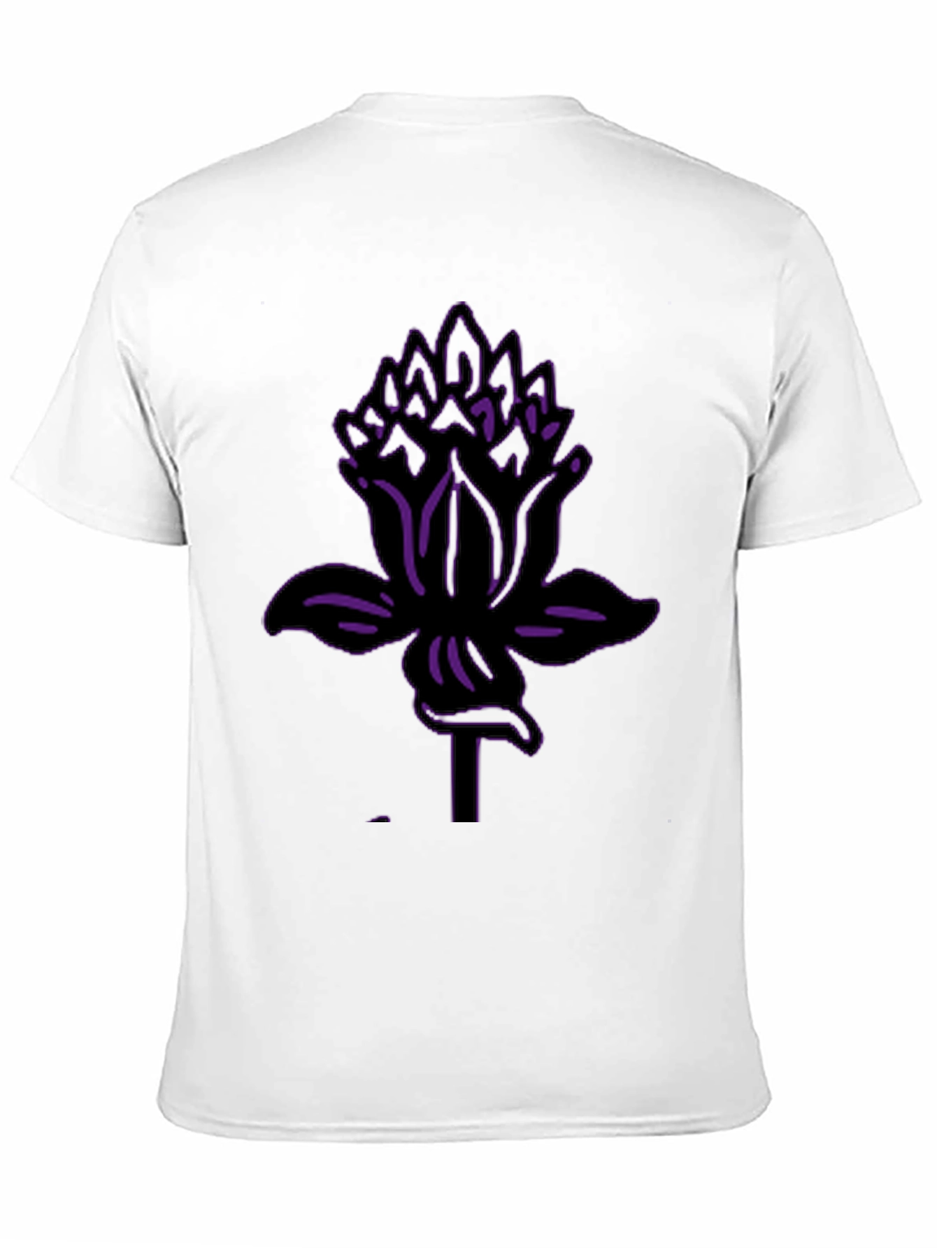 Black Tee with Purple Lotus Flower Graphic