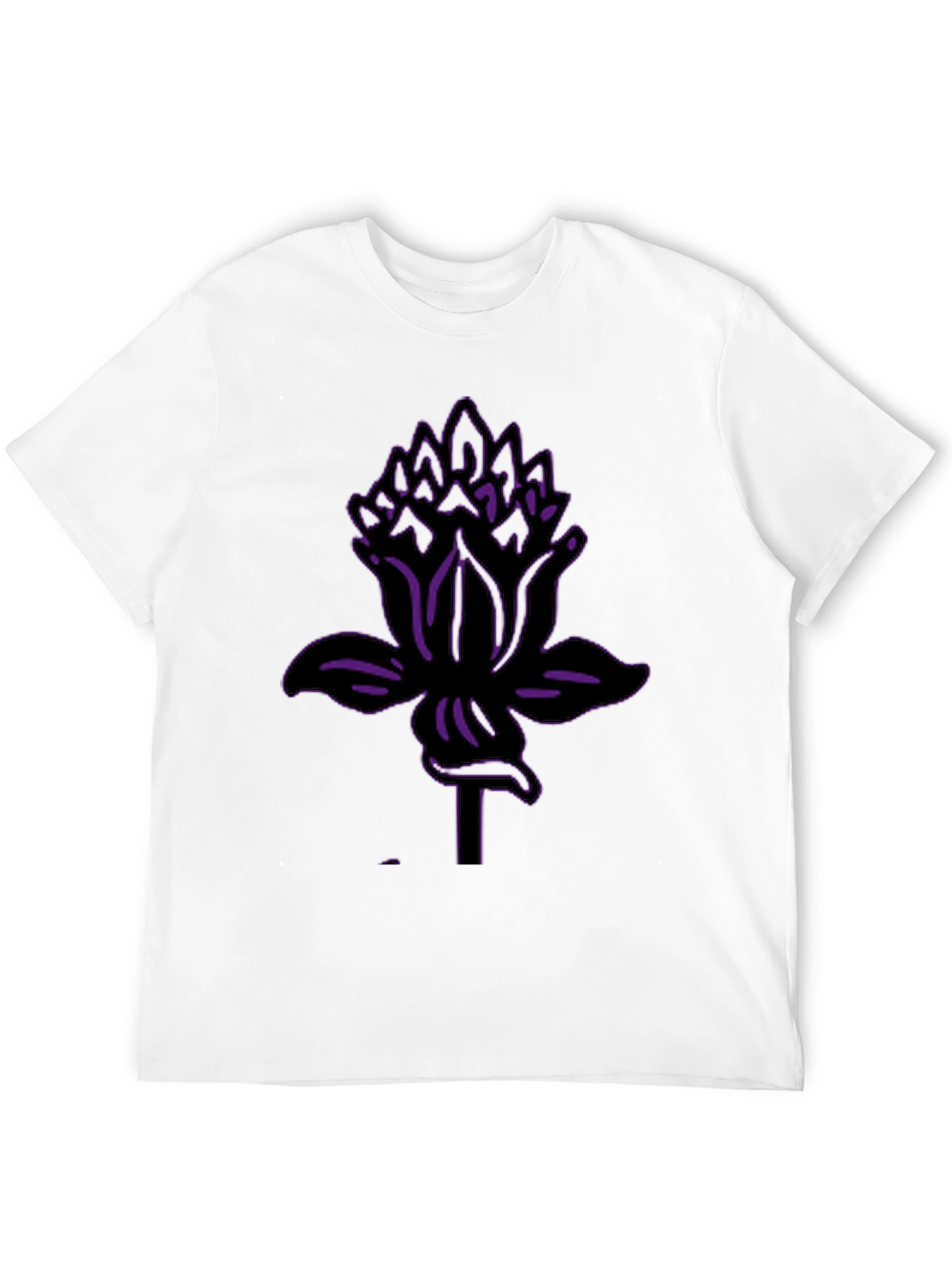 Black Tee with Purple Lotus Flower Graphic