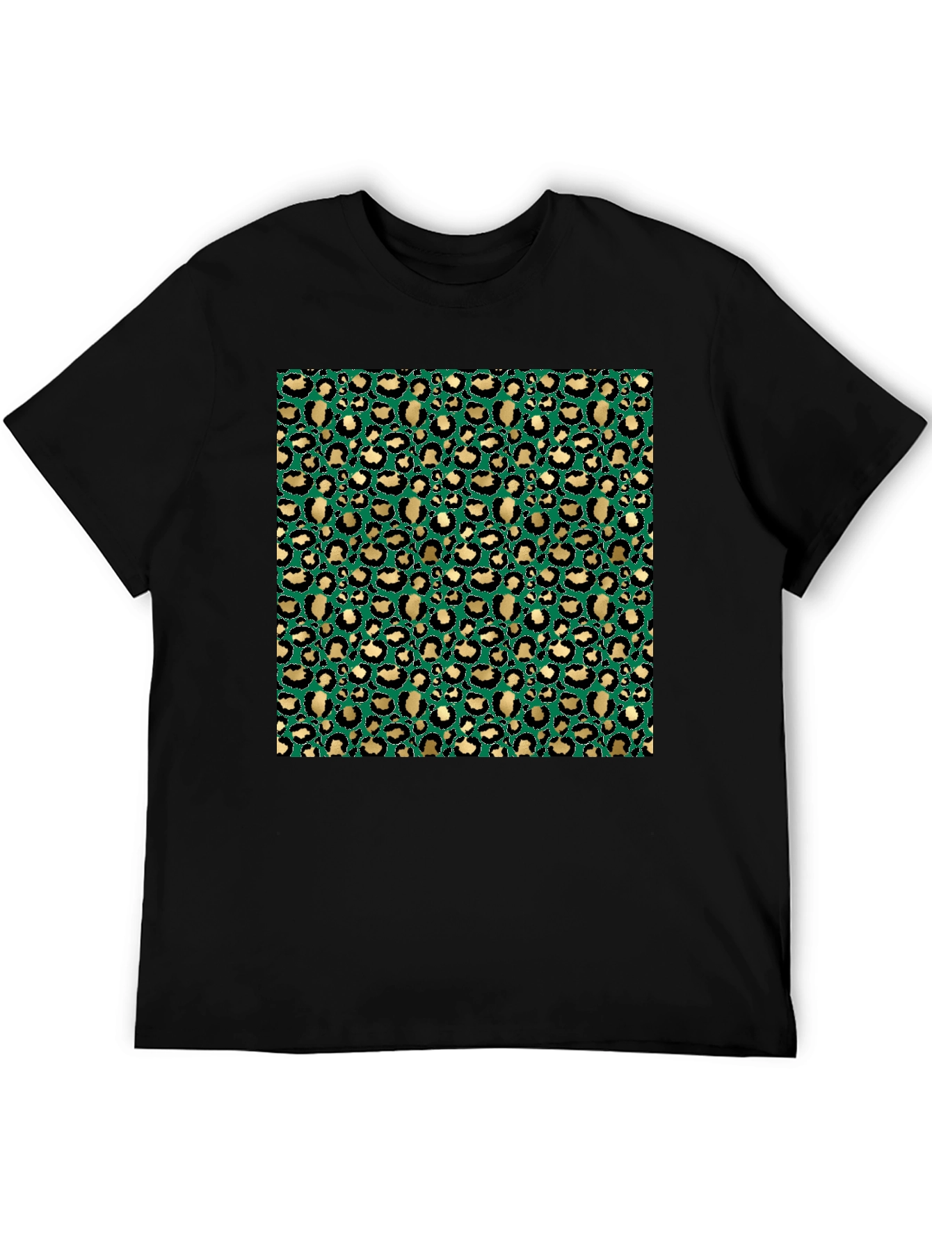 Green & Gold Leopard Print T-Shirt