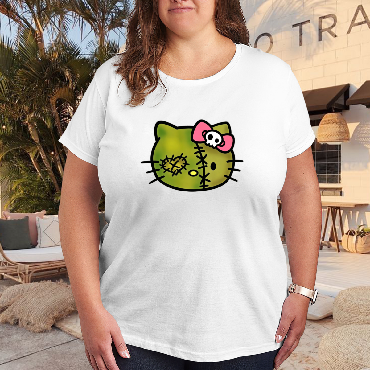 Aesthetic Abstract Graphic Plus Size Women Daily Casual Tee