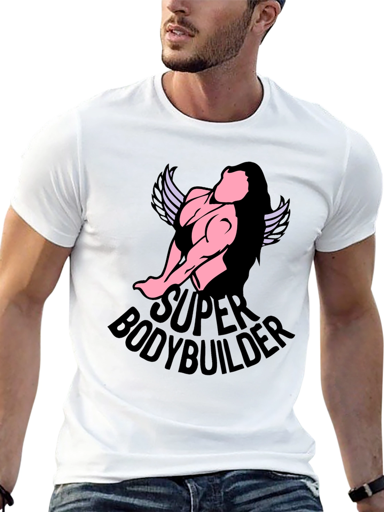 Super Bodybuilder Graphic T-Shirt - Black Cotton Tee