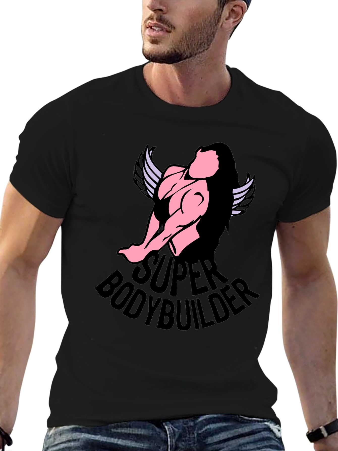 Super Bodybuilder Graphic T-Shirt - Black Cotton Tee