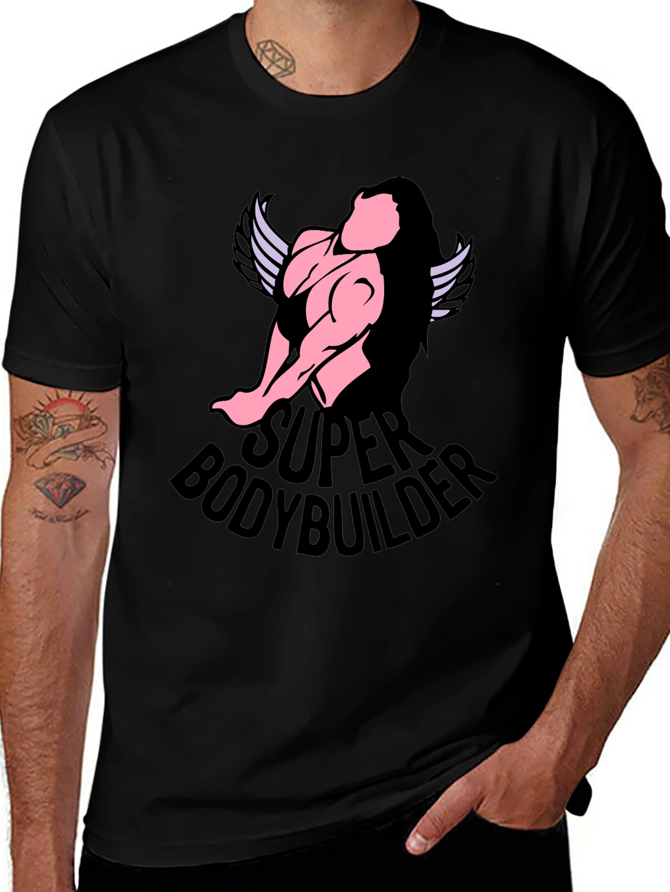 Super Bodybuilder Graphic T-Shirt - Black Cotton Tee