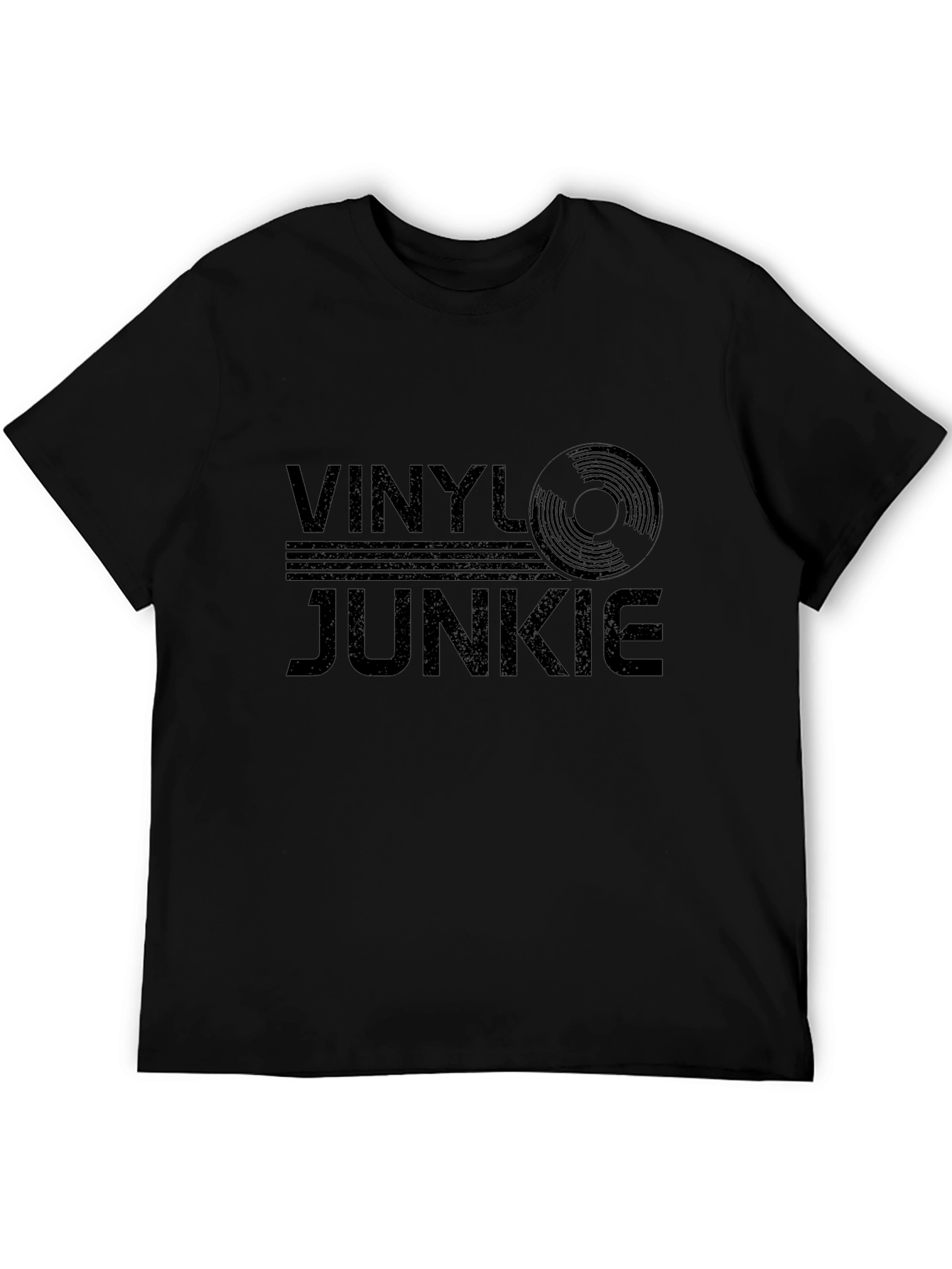 Vinyl Junkie Black T-Shirt - Music Lover Tee