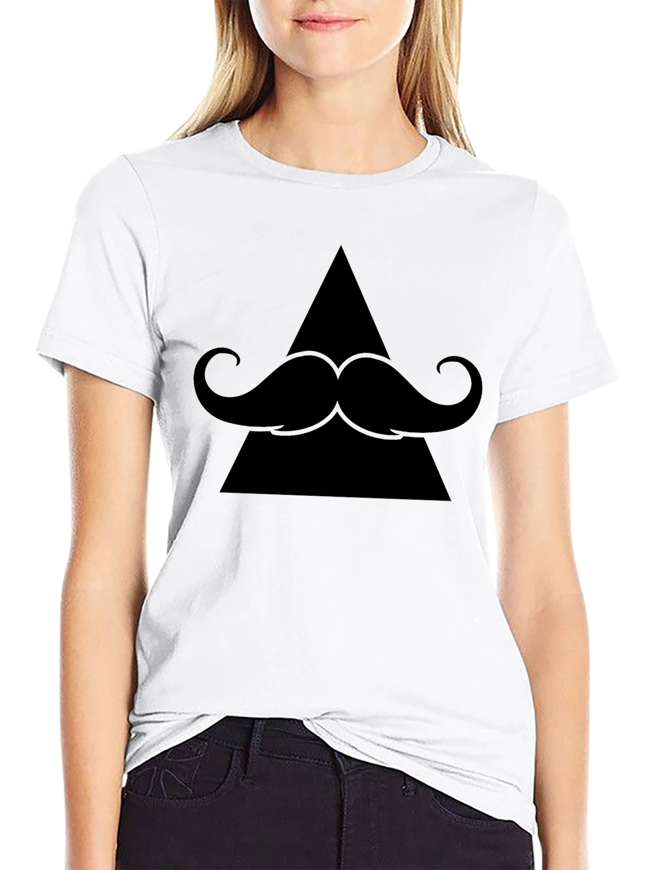 Stylish Triangle Mustache Graphic T-Shirt