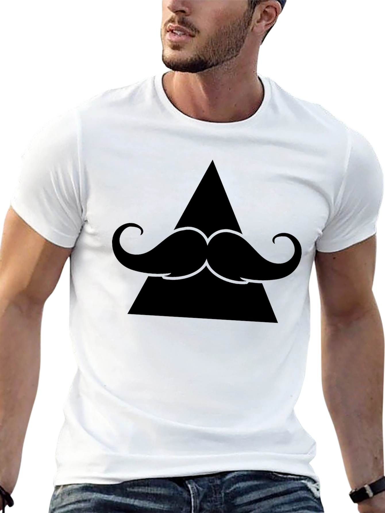 Stylish Triangle Mustache Graphic T-Shirt