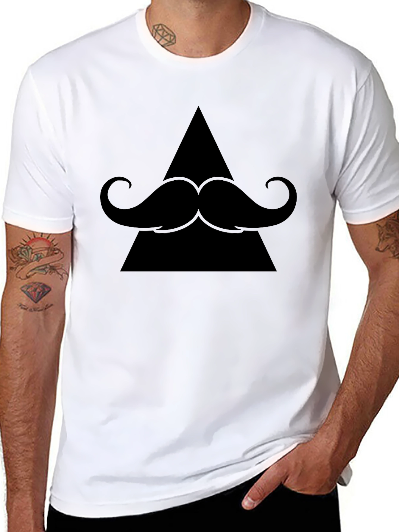 Stylish Triangle Mustache Graphic T-Shirt