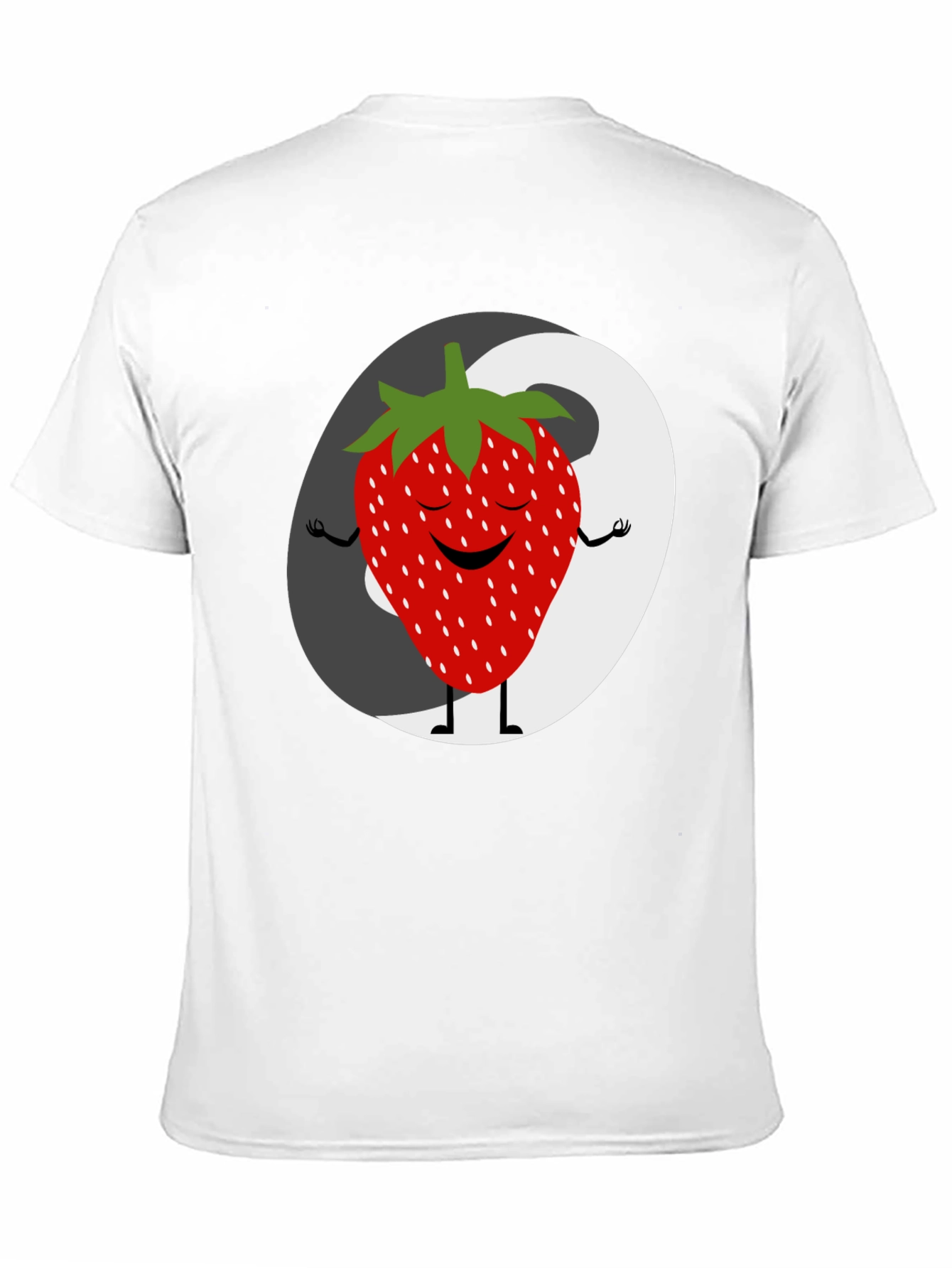 Zen Strawberry Yin Yang Graphic Tee - Black