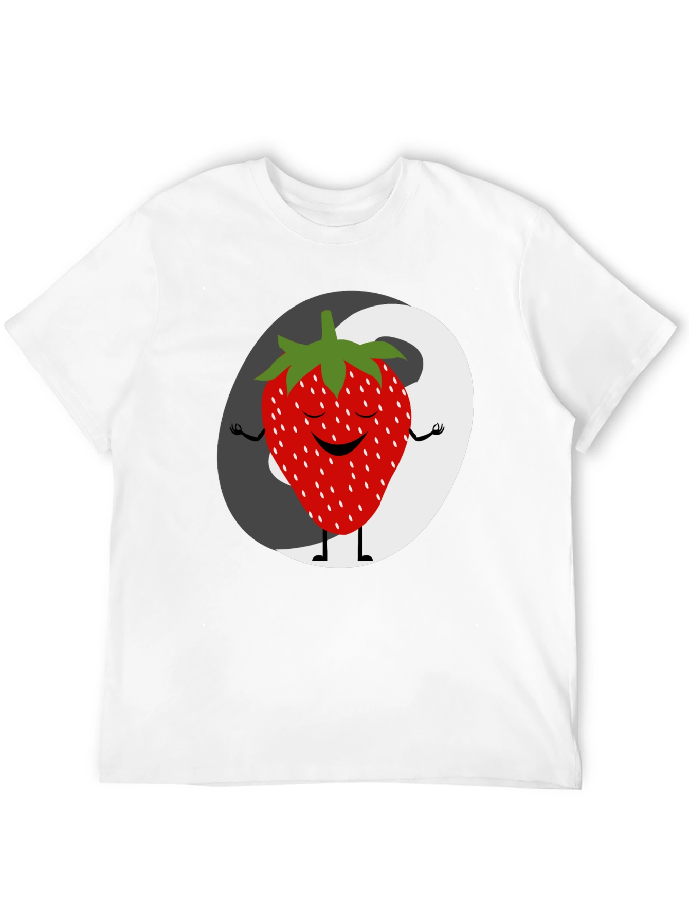 Zen Strawberry Yin Yang Graphic Tee - Black