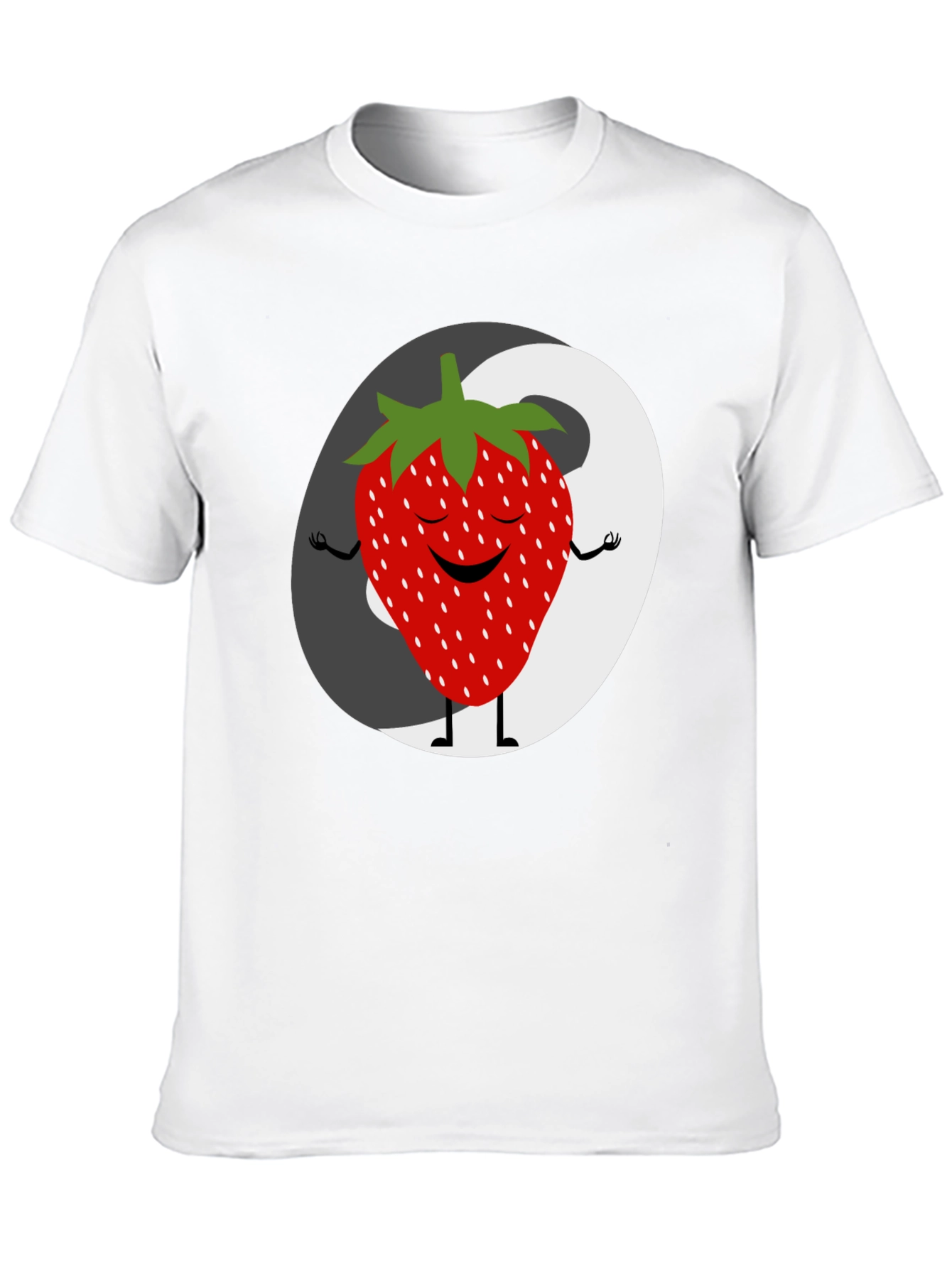 Zen Strawberry Yin Yang Graphic Tee - Black