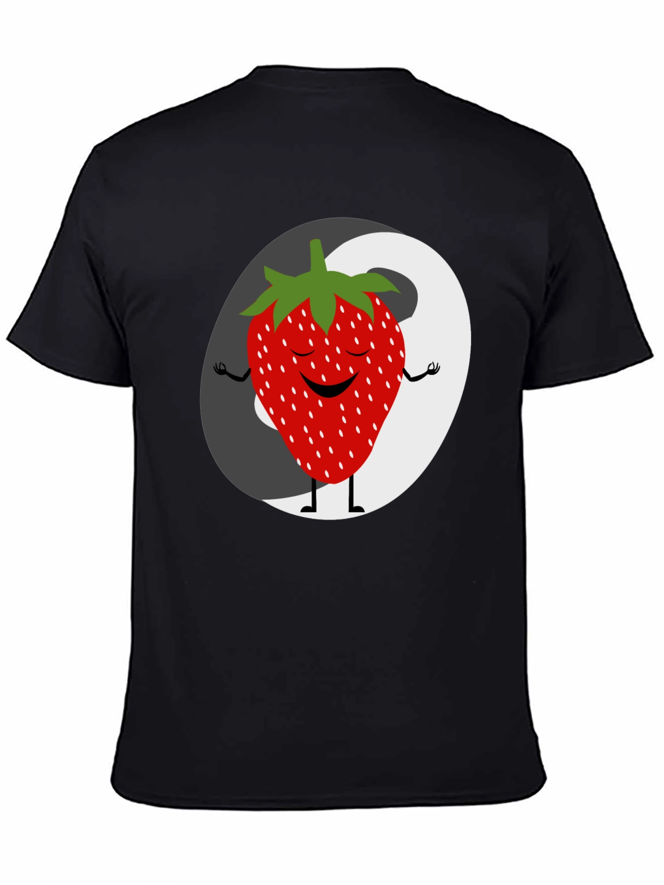 Zen Strawberry Yin Yang Graphic Tee - Black