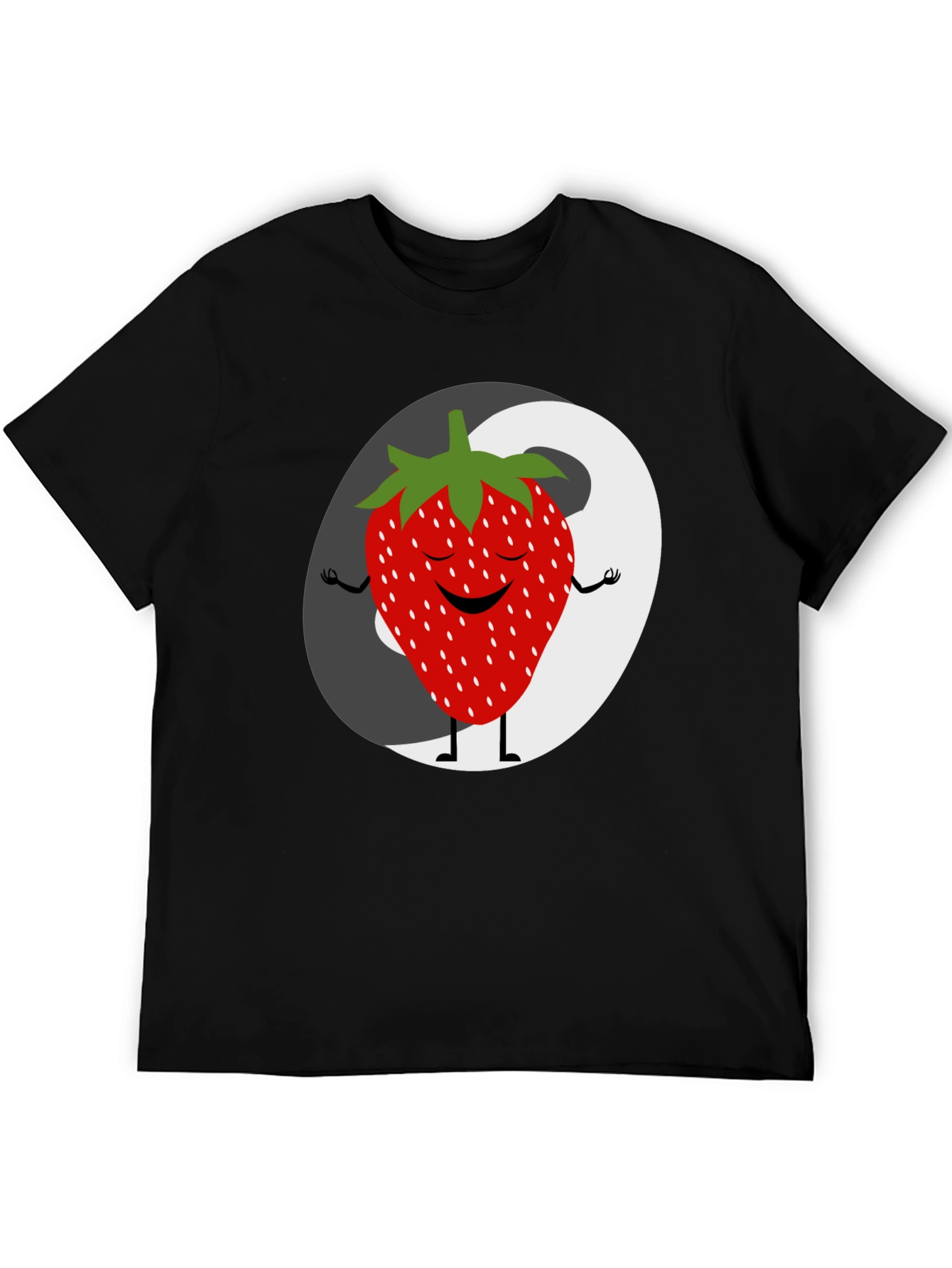 Zen Strawberry Yin Yang Graphic Tee - Black