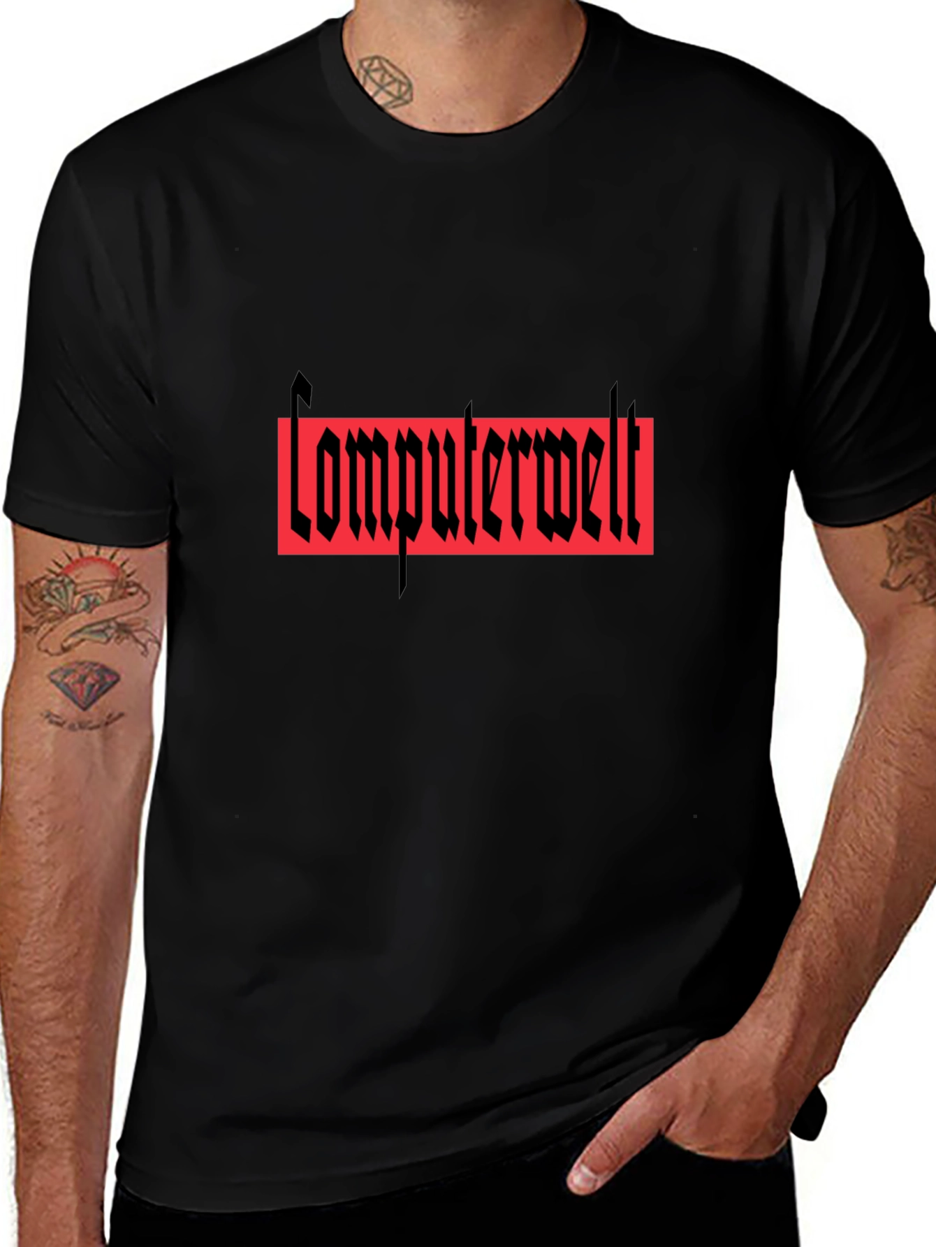 Computerwelt Graphic T-Shirt - Black Crew Neck Tee