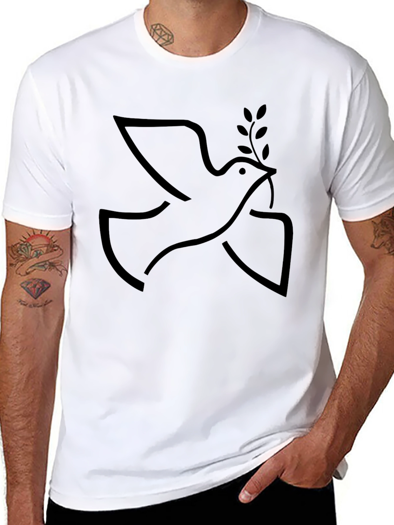 Peace Dove Graphic Tee - Stylish Black T-Shirt
