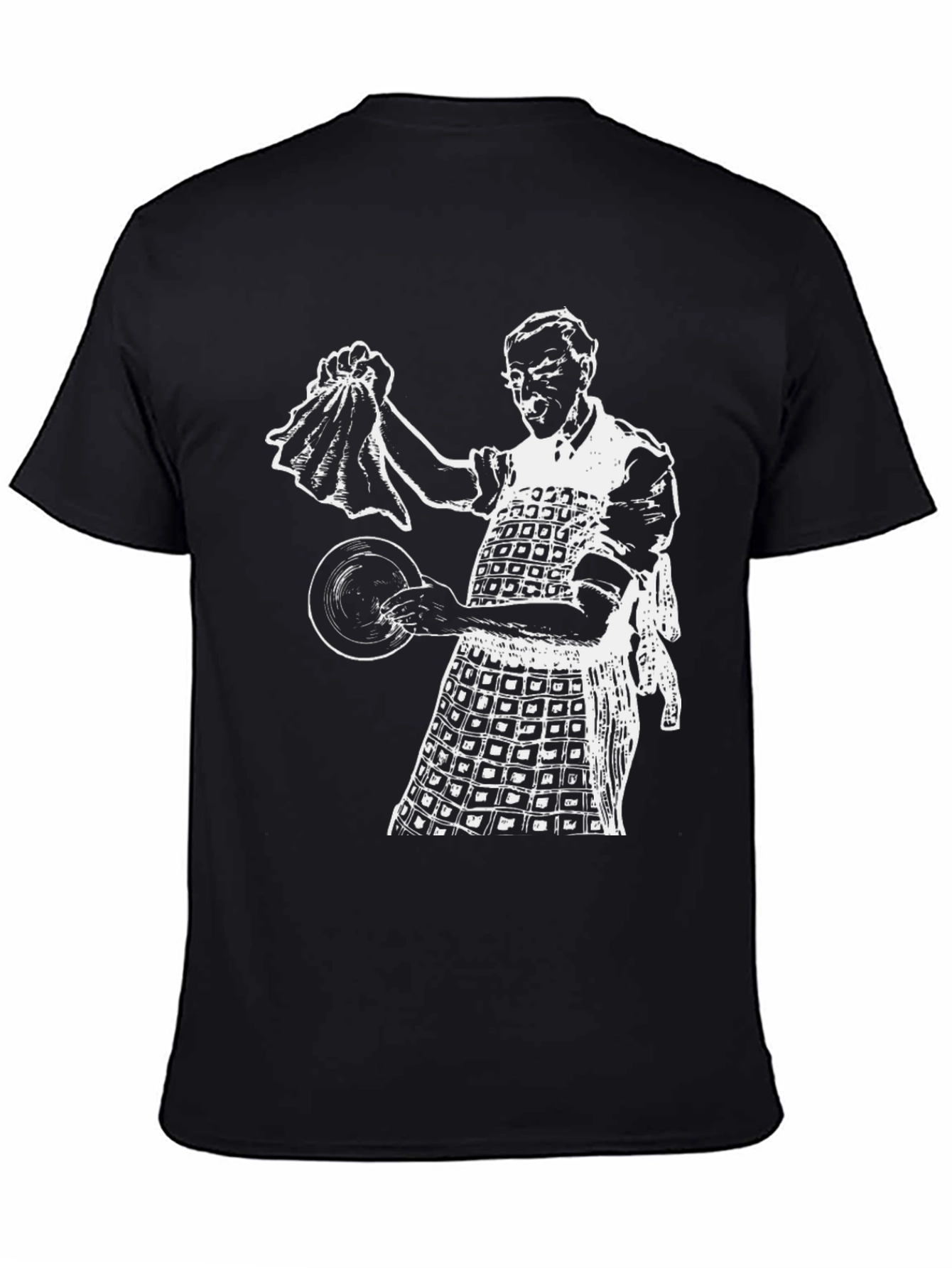Retro Dishwasher T-Shirt - Black Cotton Blend