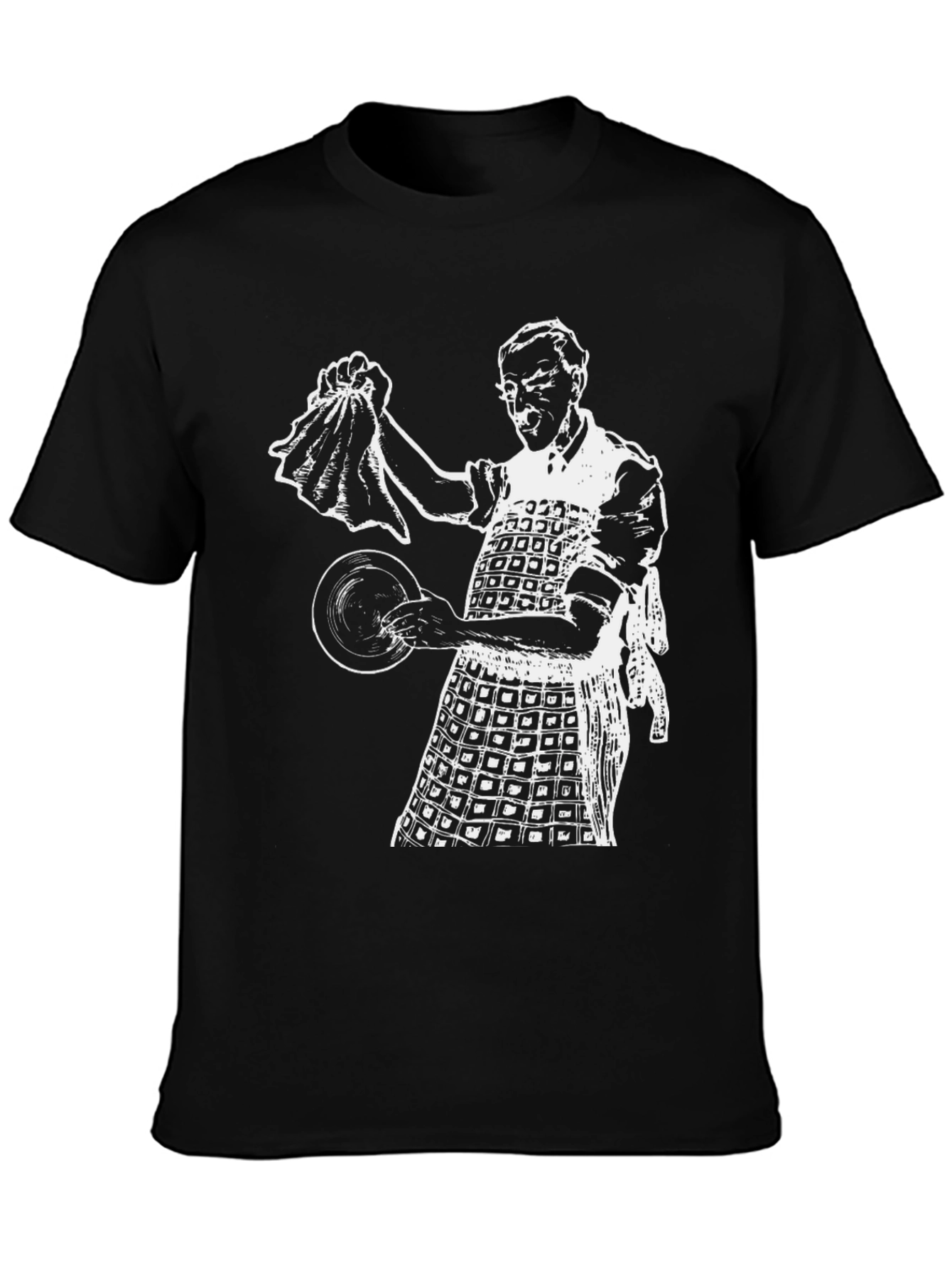 Retro Dishwasher T-Shirt - Black Cotton Blend
