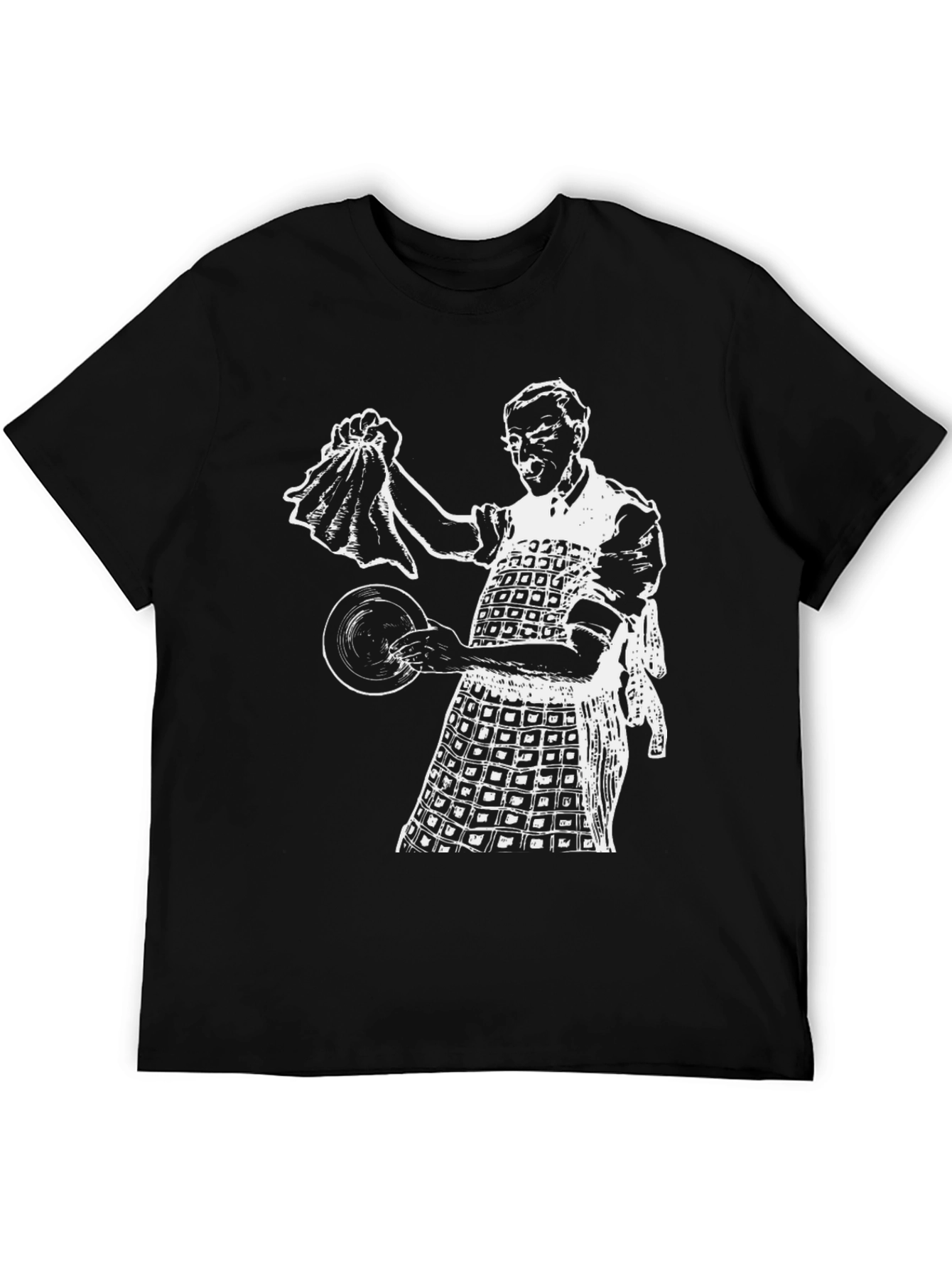 Retro Dishwasher T-Shirt - Black Cotton Blend