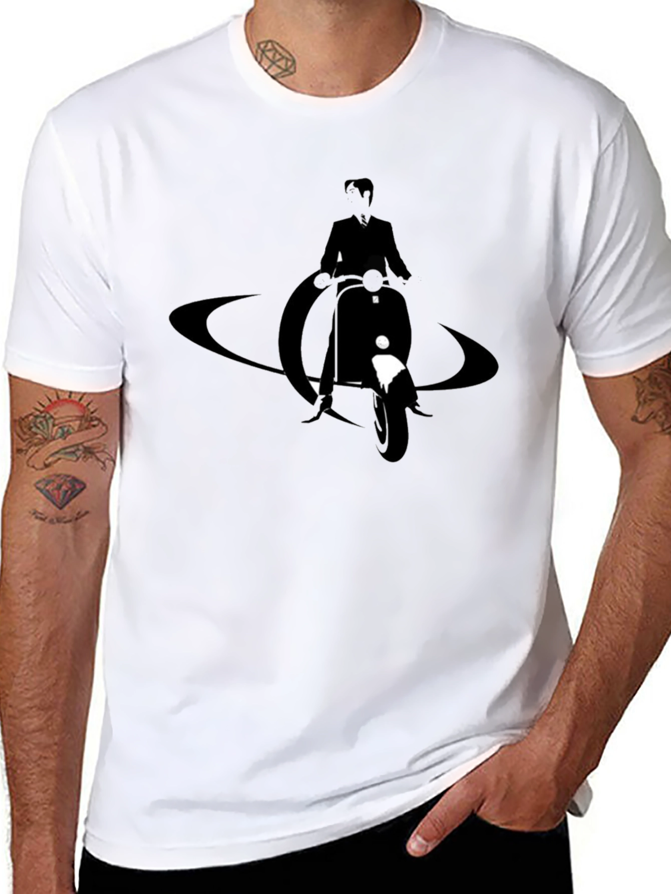 Cool Scooter Rider Graphic T-Shirt