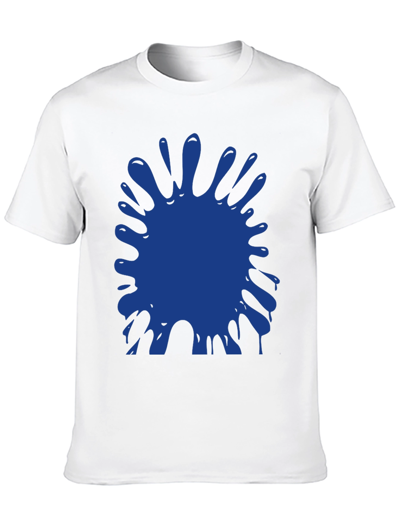 Blue Paint Splatter Graphic Black T-Shirt