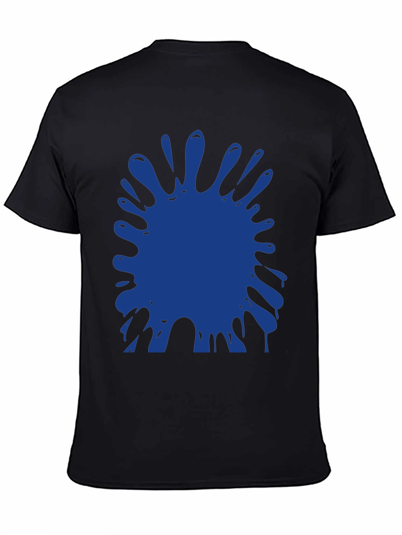 Blue Paint Splatter Graphic Black T-Shirt