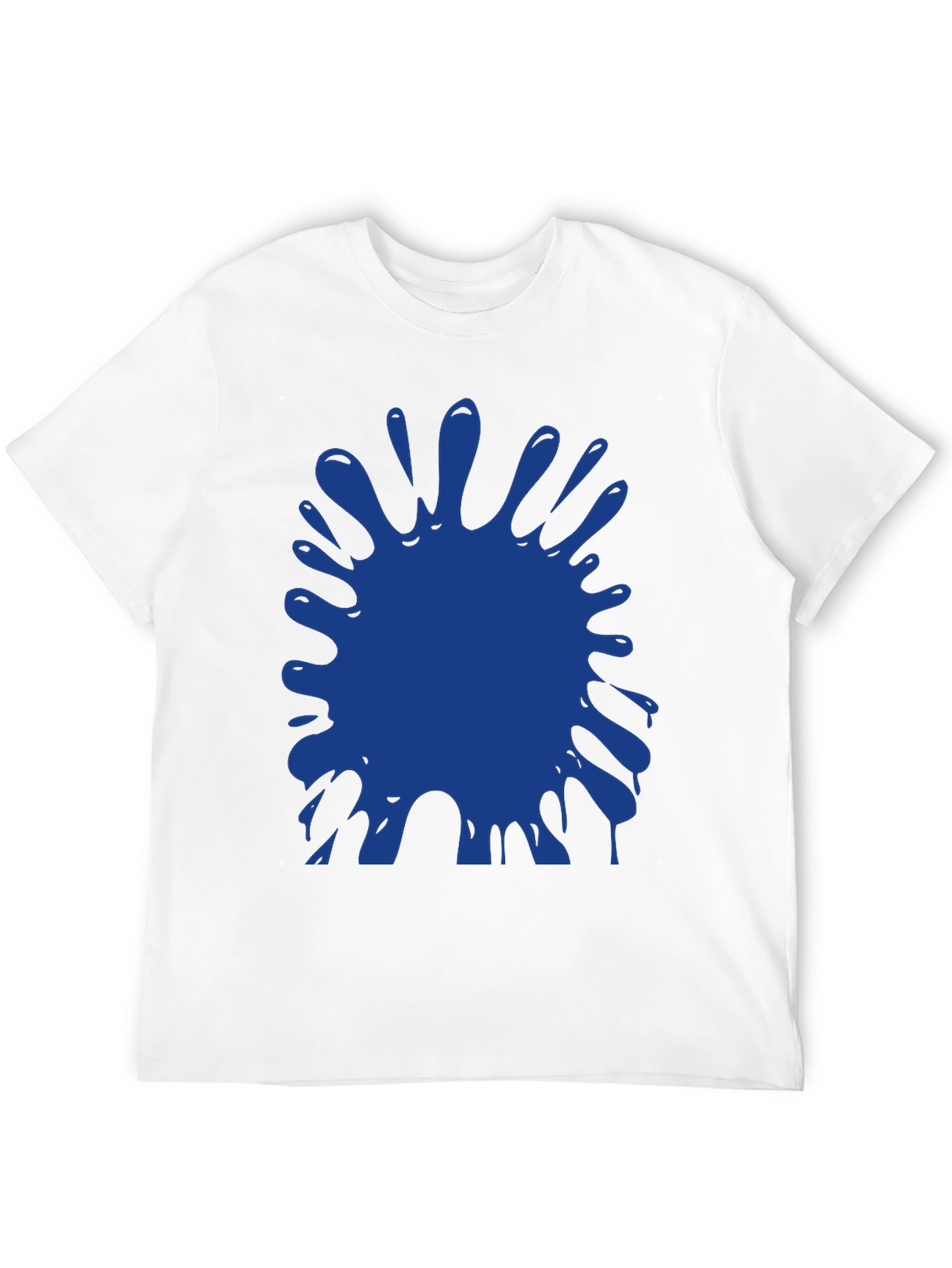 Blue Paint Splatter Graphic Black T-Shirt
