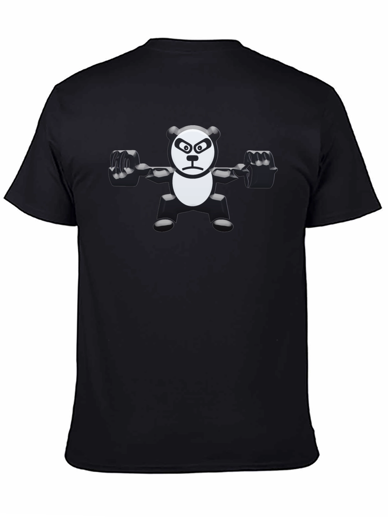 Weightlifting Panda Graphic Tee - Black Cotton