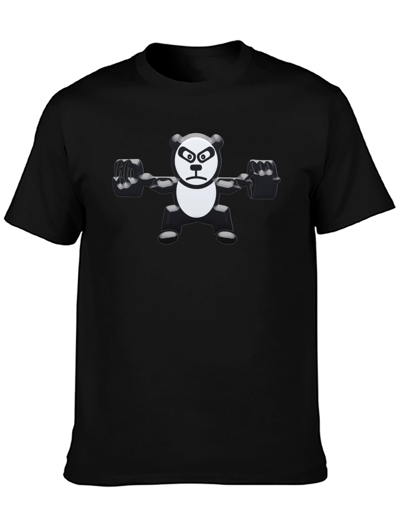 Weightlifting Panda Graphic Tee - Black Cotton